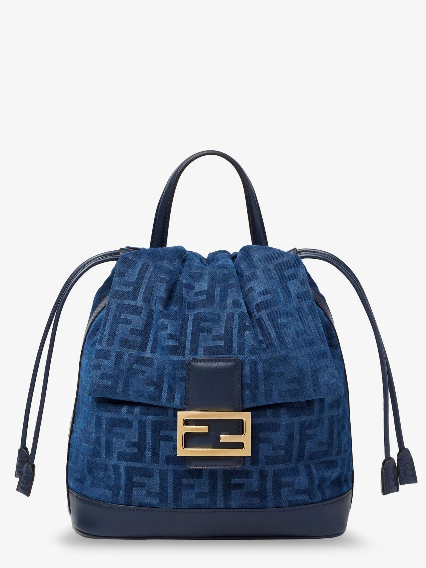 Fendi Women Denim Backpack With Flocked Ff Detail FENDI