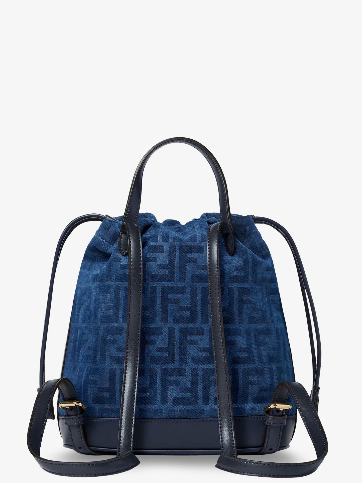 Fendi Women Denim Backpack With Flocked Ff Detail FENDI