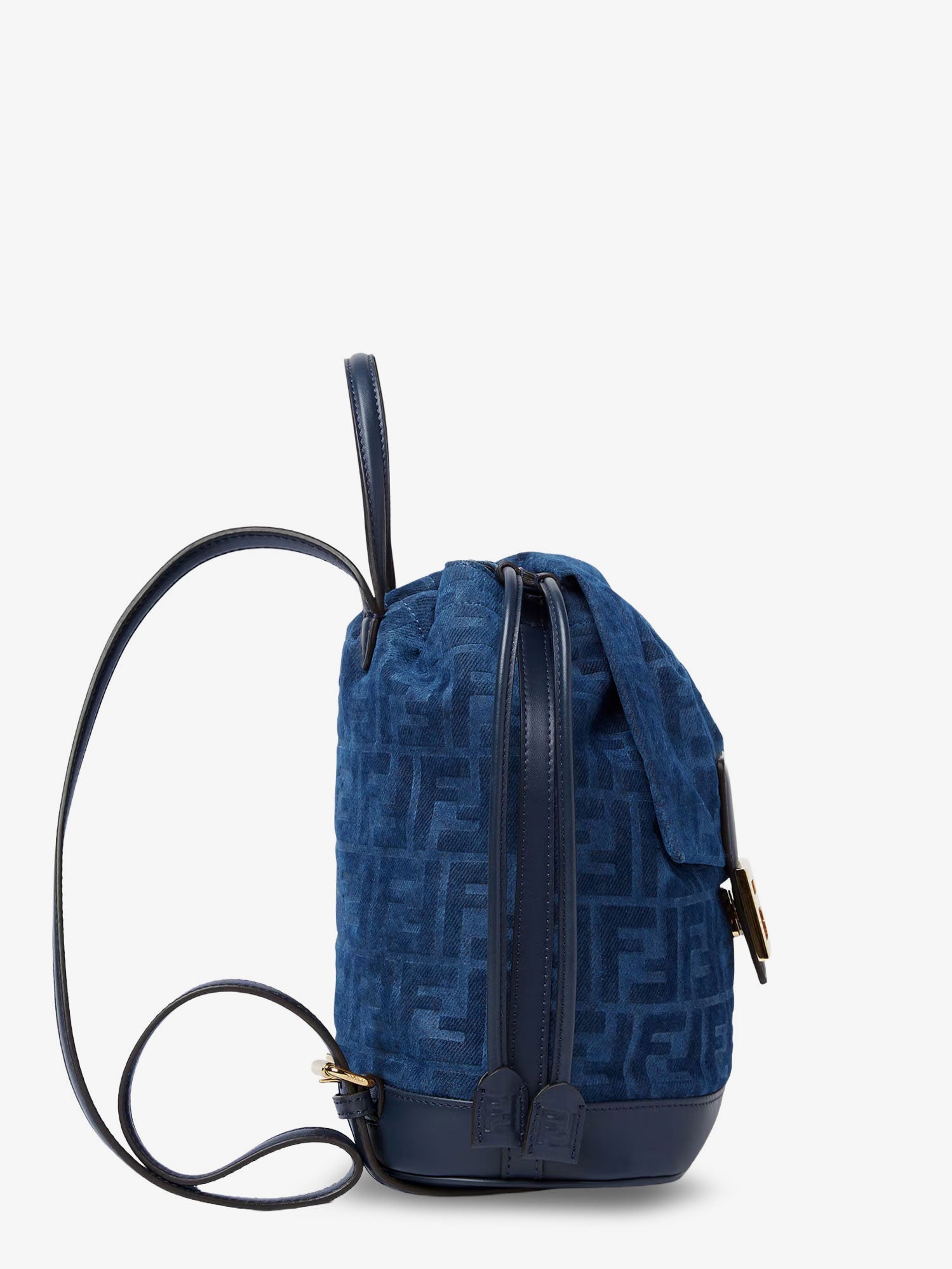 Fendi Women Denim Backpack With Flocked Ff Detail FENDI