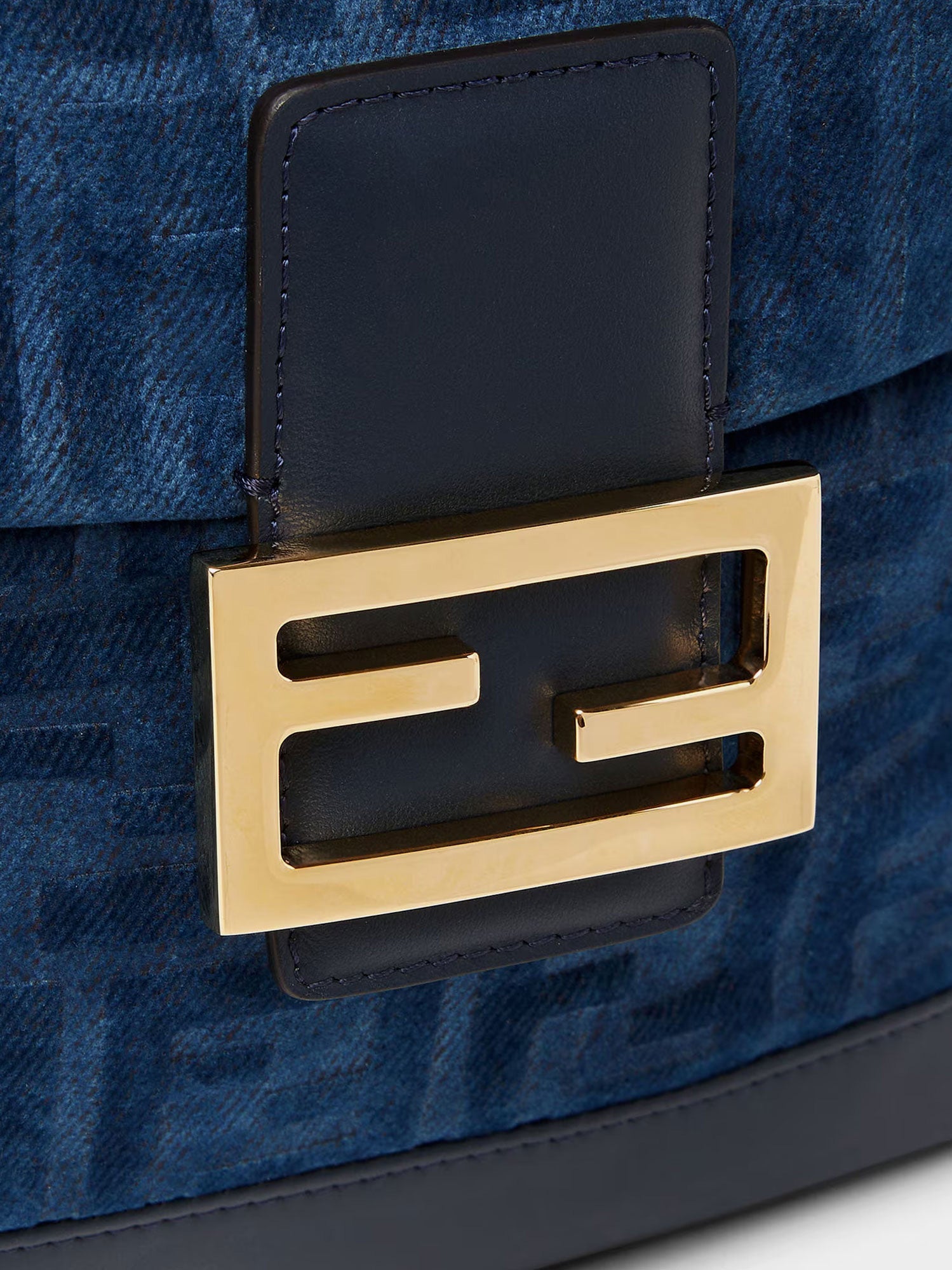 Fendi Women Denim Backpack With Flocked Ff Detail FENDI