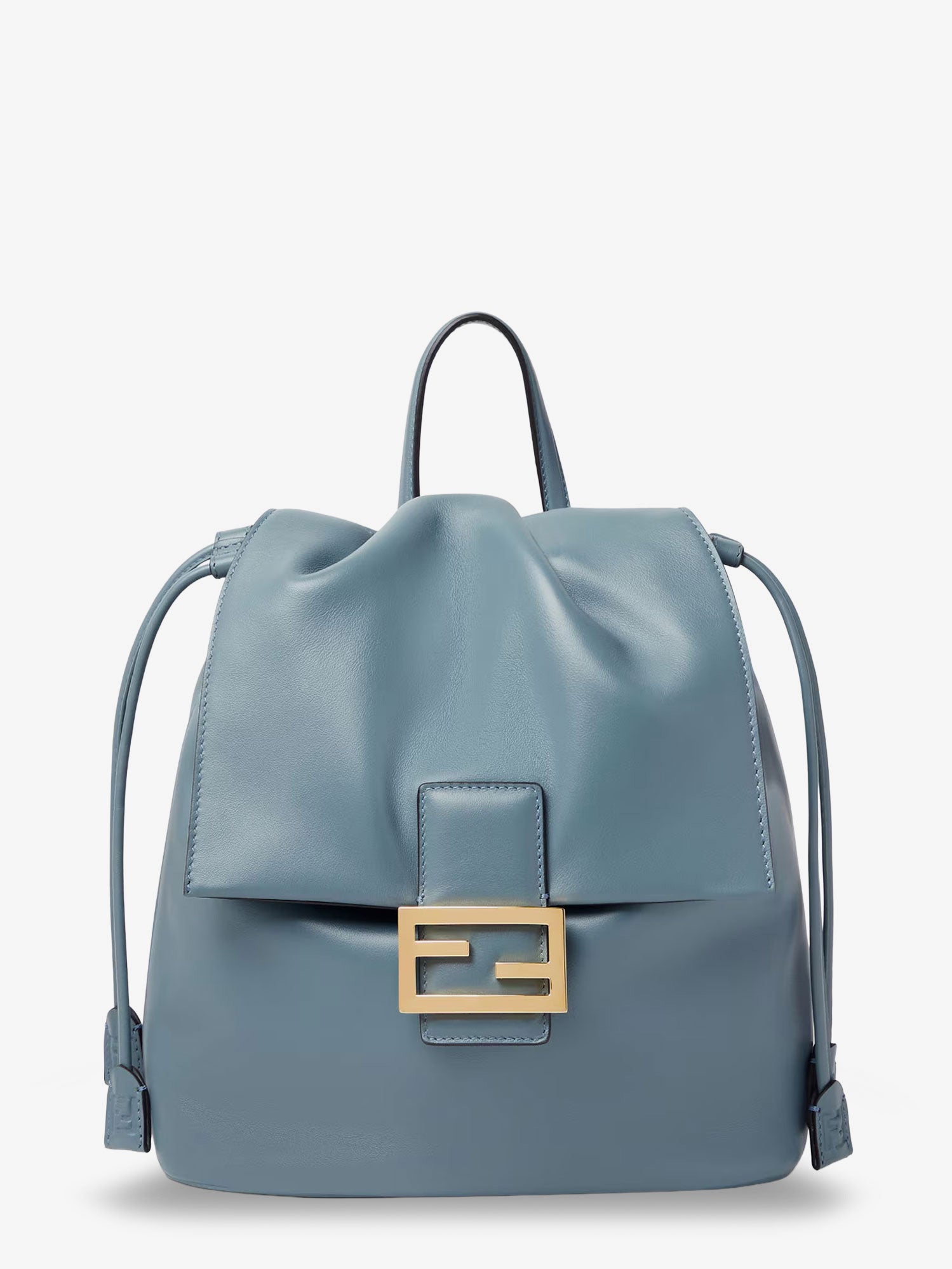 Fendi Women Leather Backpack With Metal Ff Logo Detail FENDI