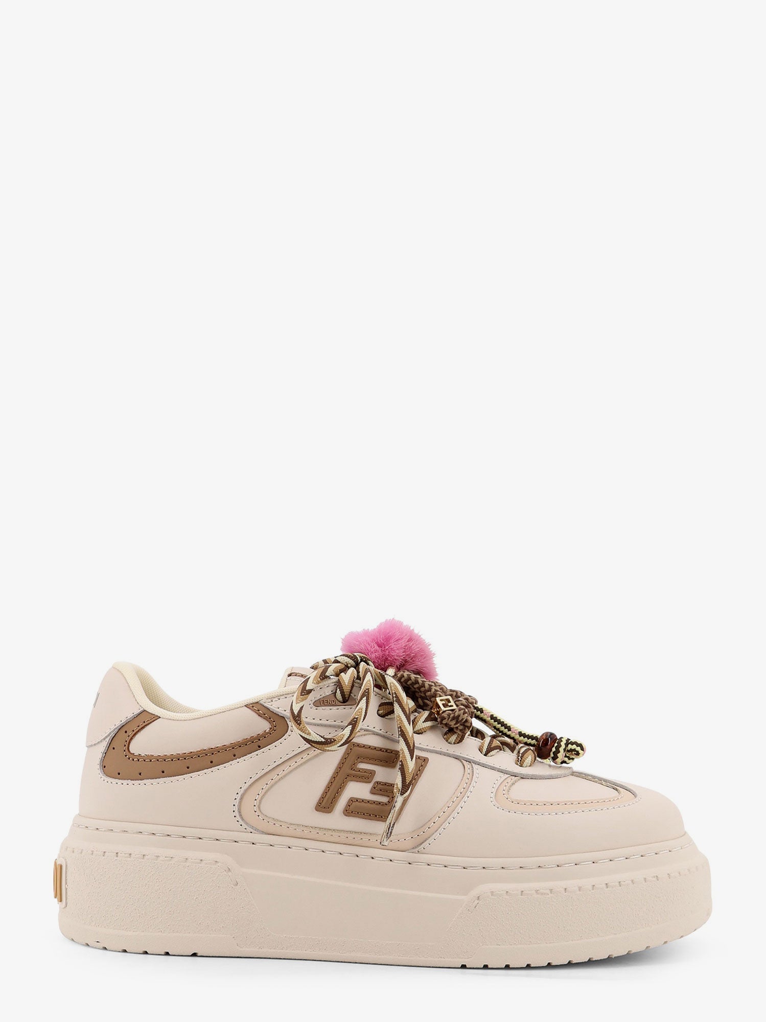 Fendi Women Fendi Match Leather Platform Sneakers With Charms FENDI
