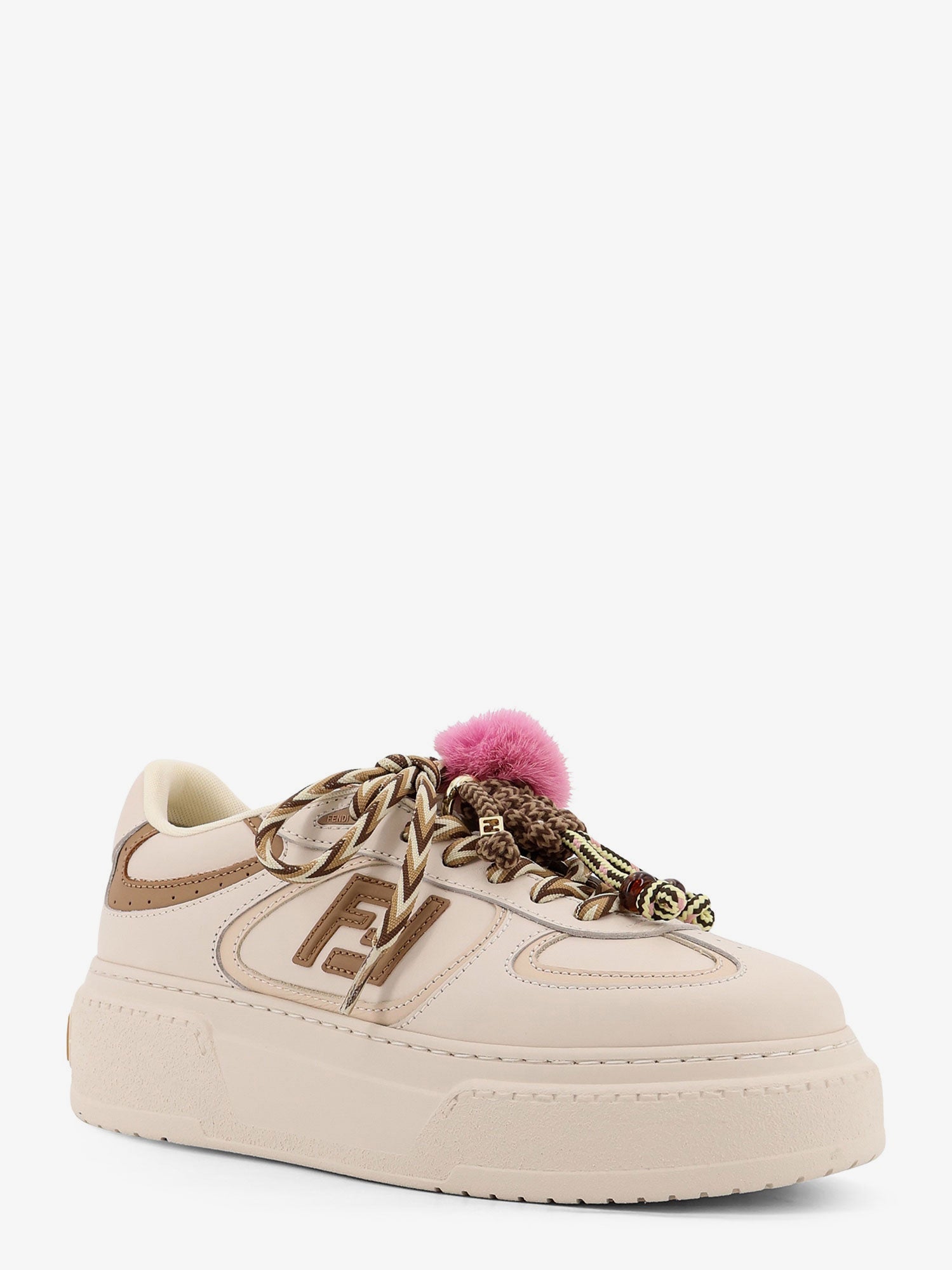 Fendi Women Fendi Match Leather Platform Sneakers With Charms FENDI