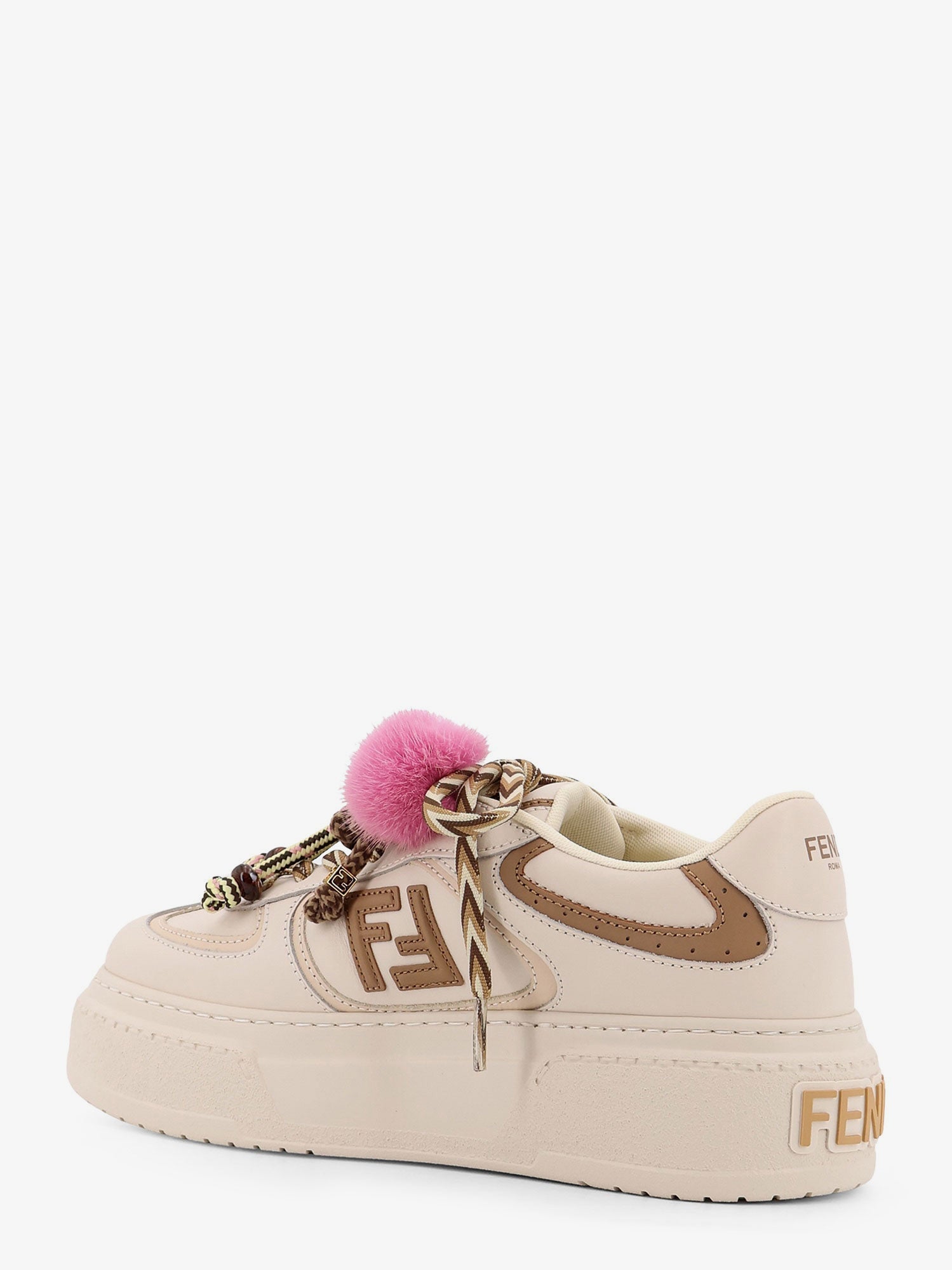 Fendi Women Fendi Match Leather Platform Sneakers With Charms FENDI