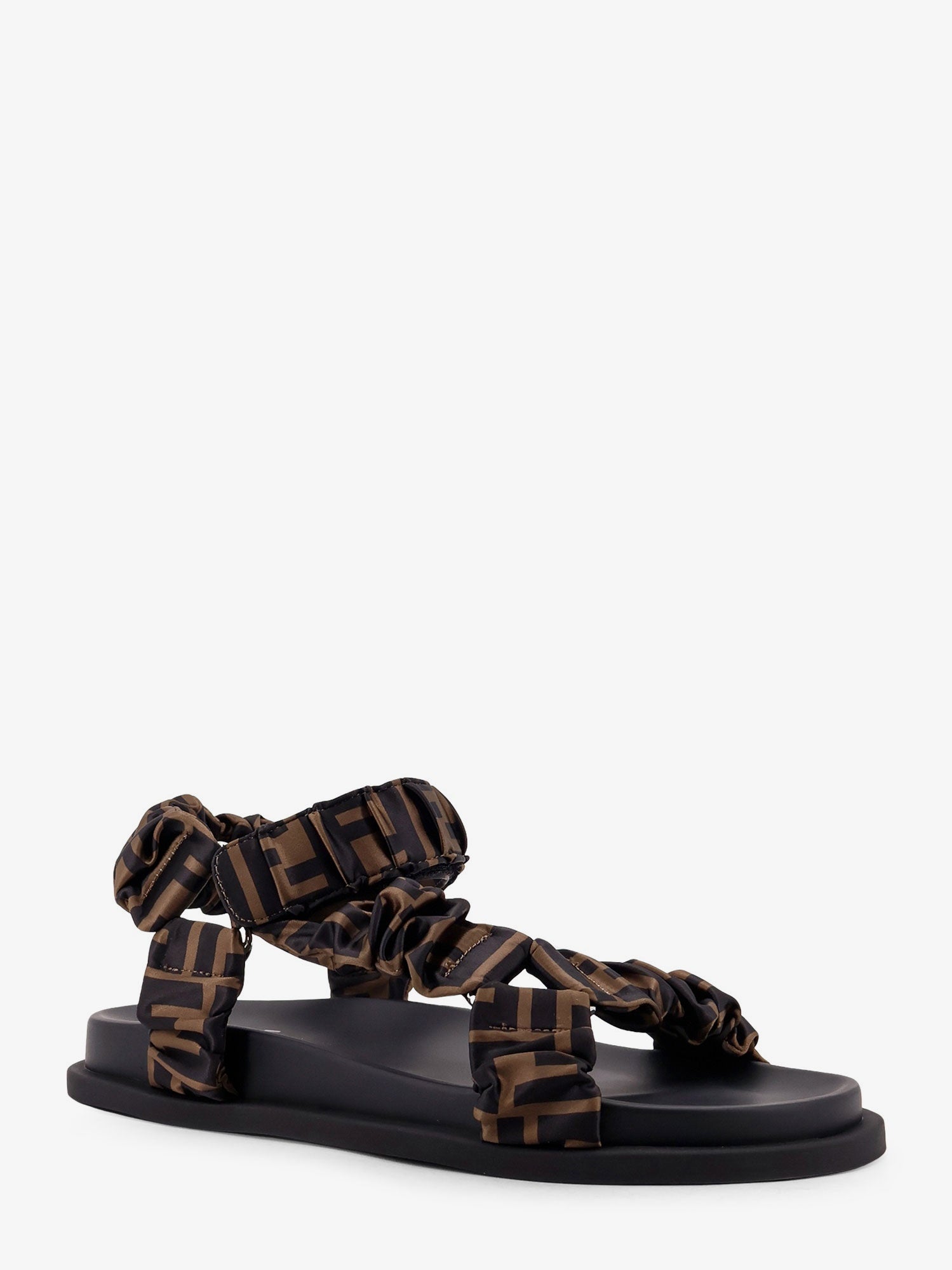 Fendi Women Feel Sandals In Elastic Satin With Ff Motif FENDI