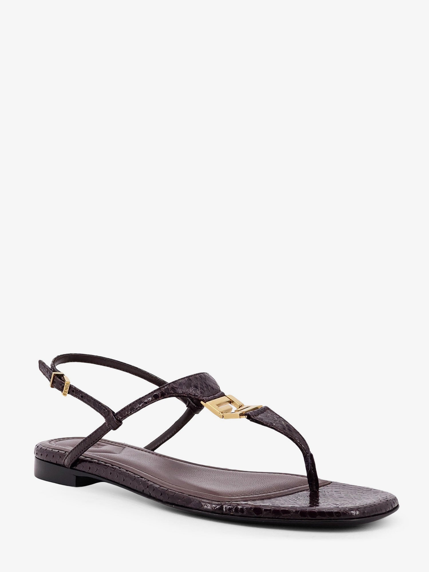 Fendi Women Fold Leather Sandals With Reptile Effect FENDI