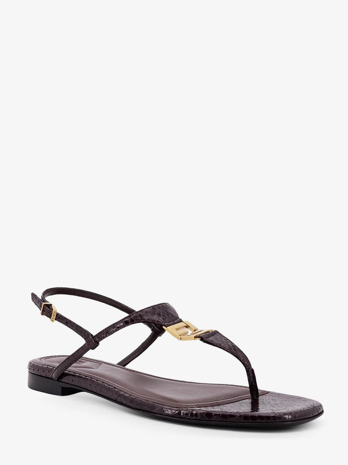 Fendi Women Fold Leather Sandals With Reptile Effect FENDI