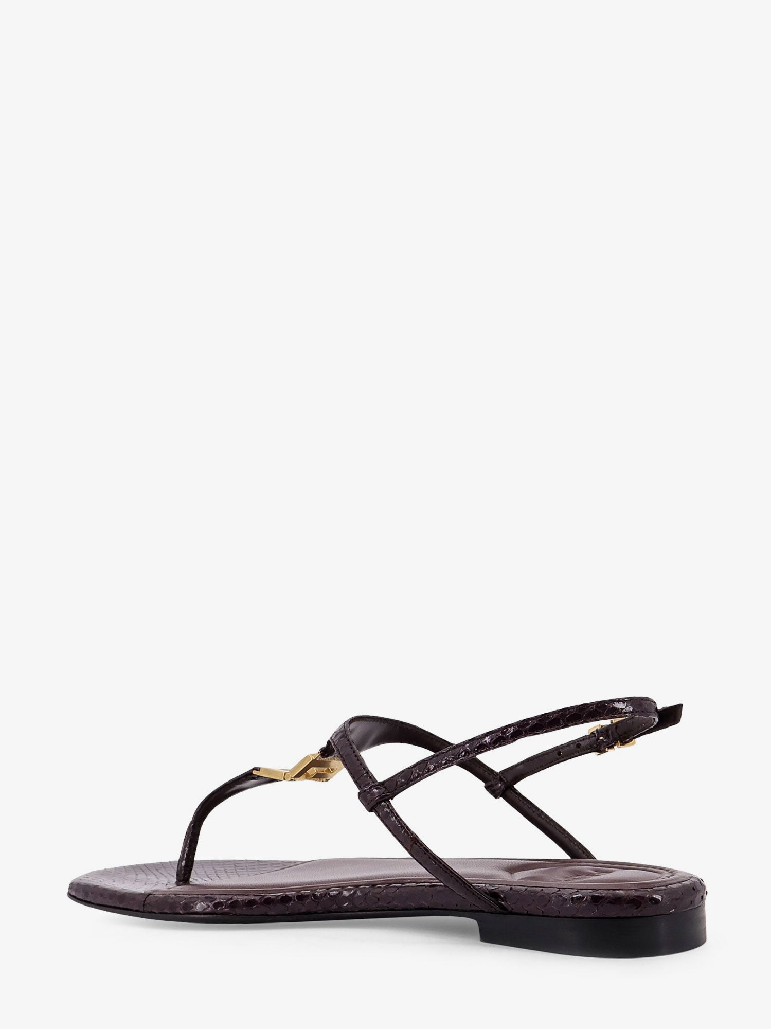 Fendi Women Fold Leather Sandals With Reptile Effect FENDI