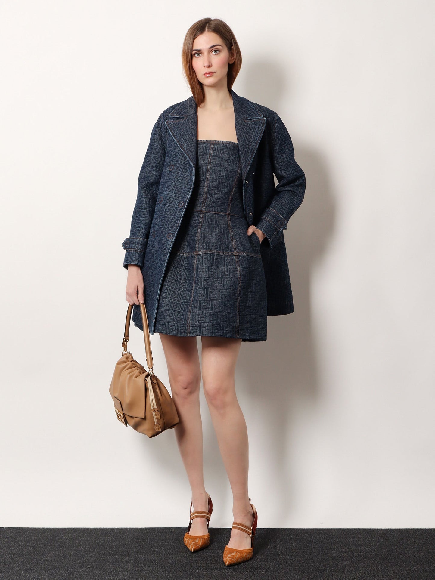 Fendi Women Ff Padded Denim Caban FENDI