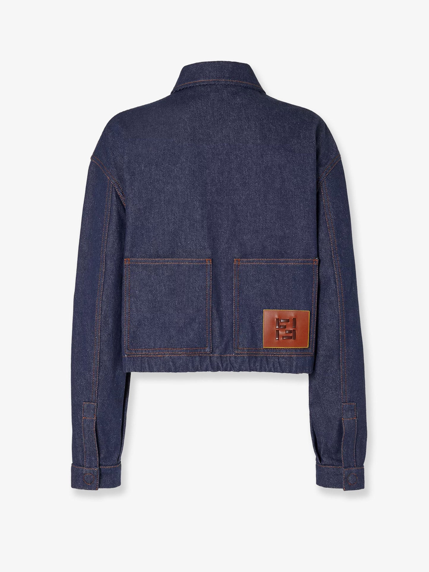 Fendi Women Denim Jacket With Front Embroidered Logo FENDI