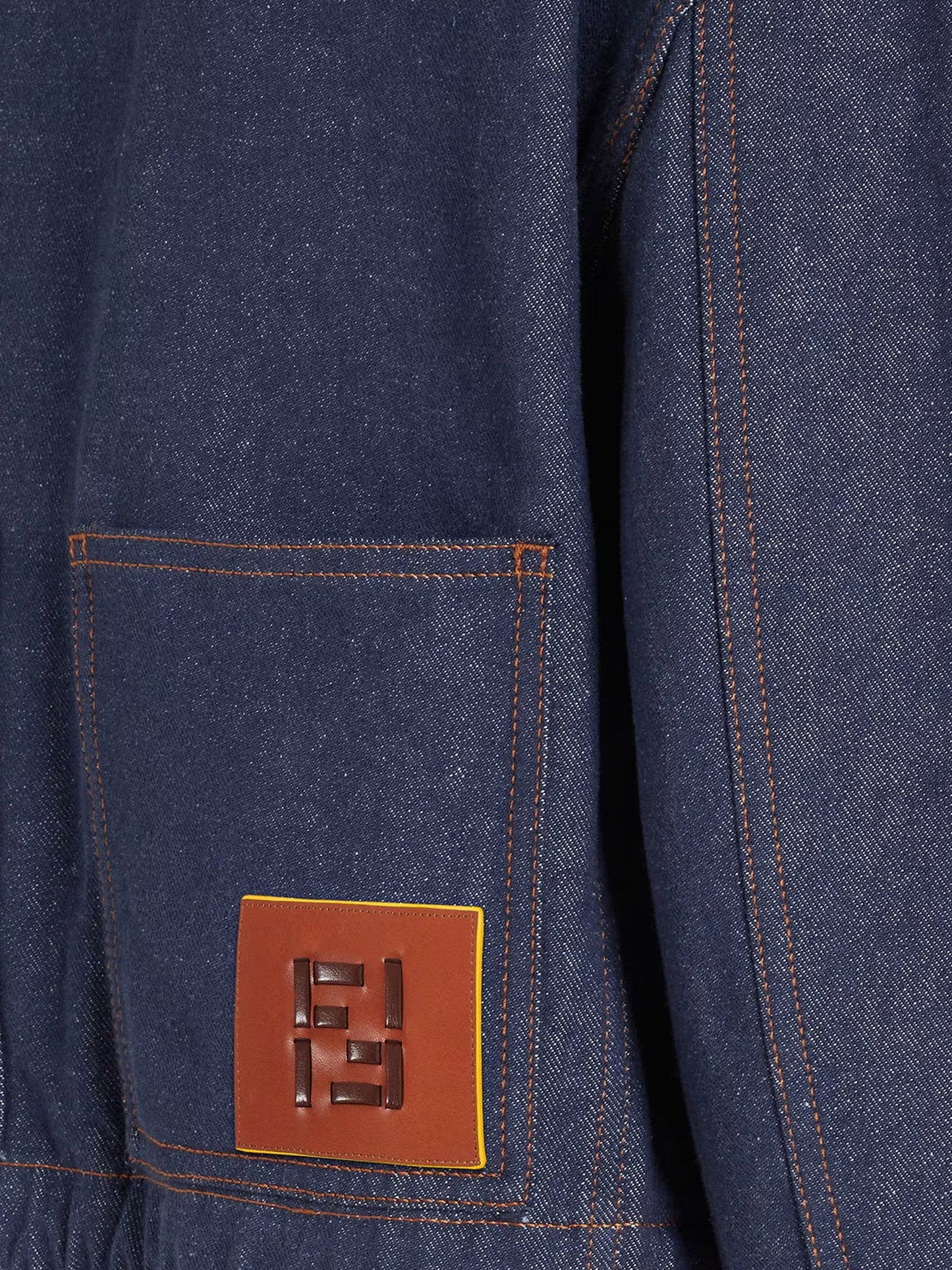 Fendi Women Denim Jacket With Front Embroidered Logo FENDI