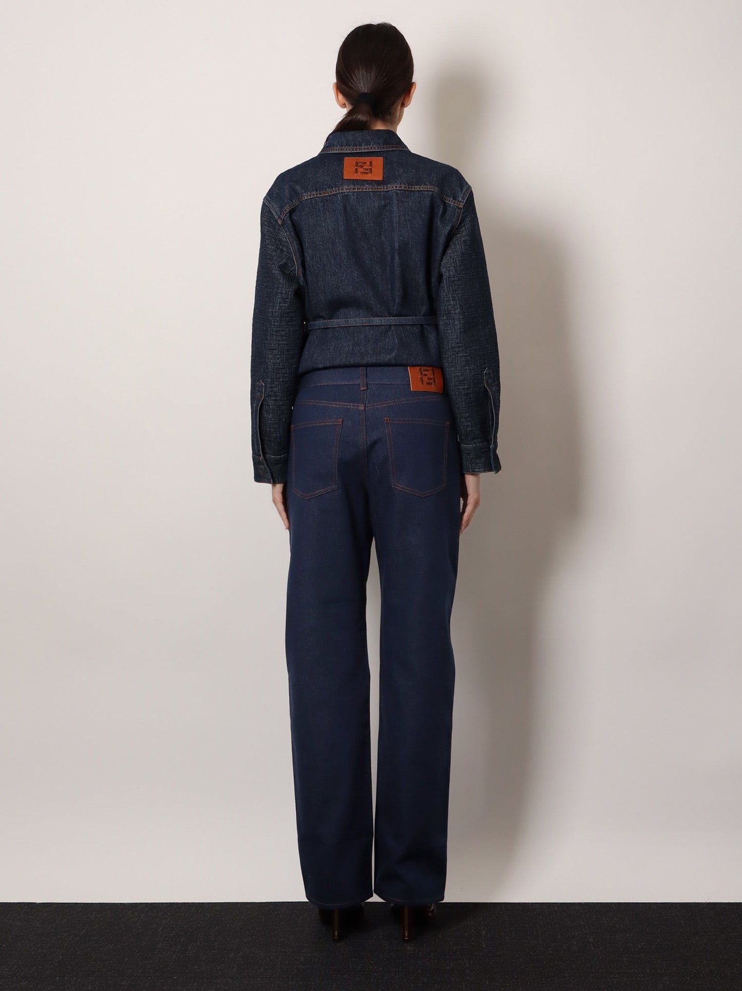 Fendi Women Blue Denim Jeans With Ff Detail On The Bottom FENDI