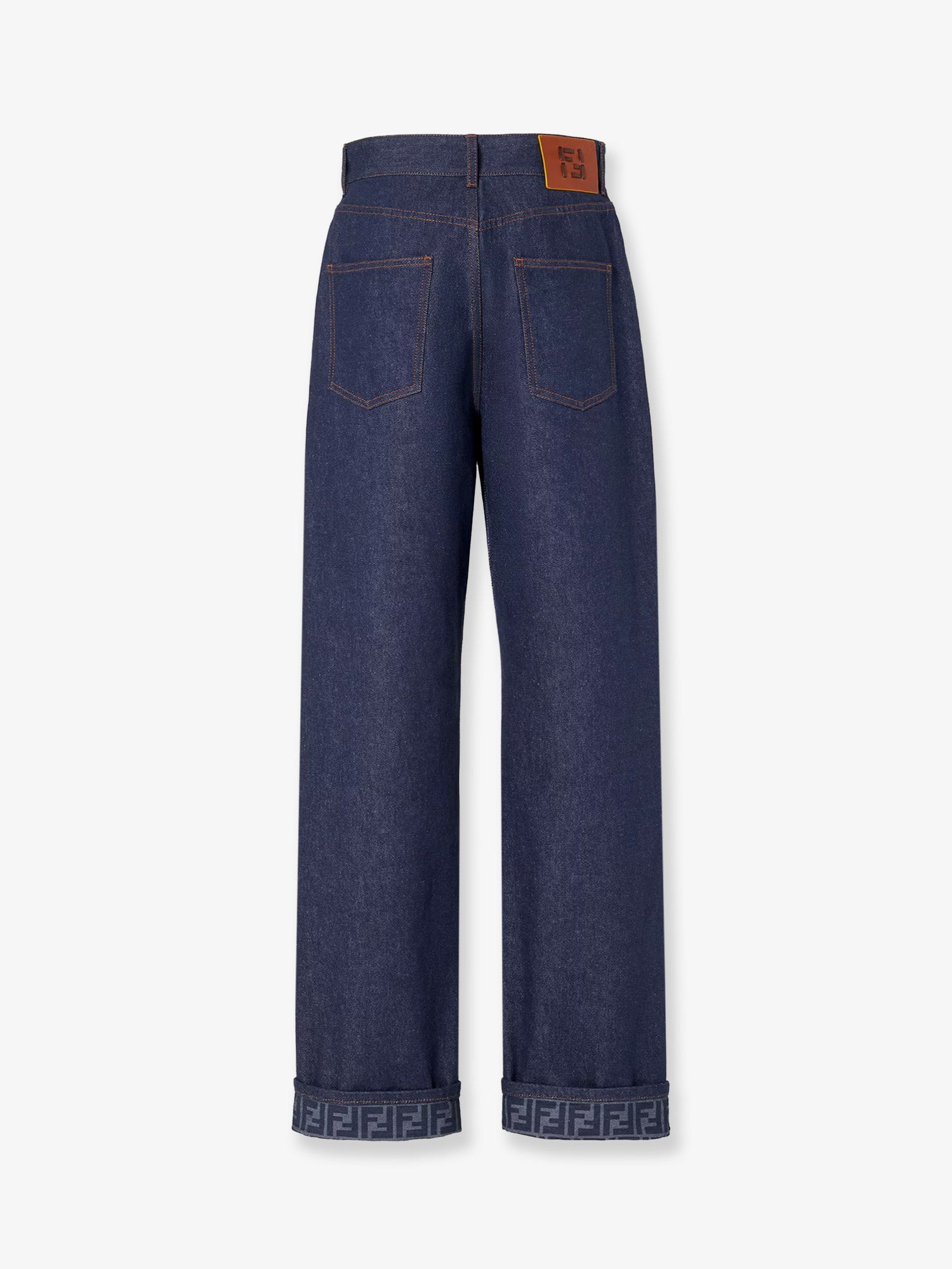 Fendi Women Blue Denim Jeans With Ff Detail On The Bottom FENDI
