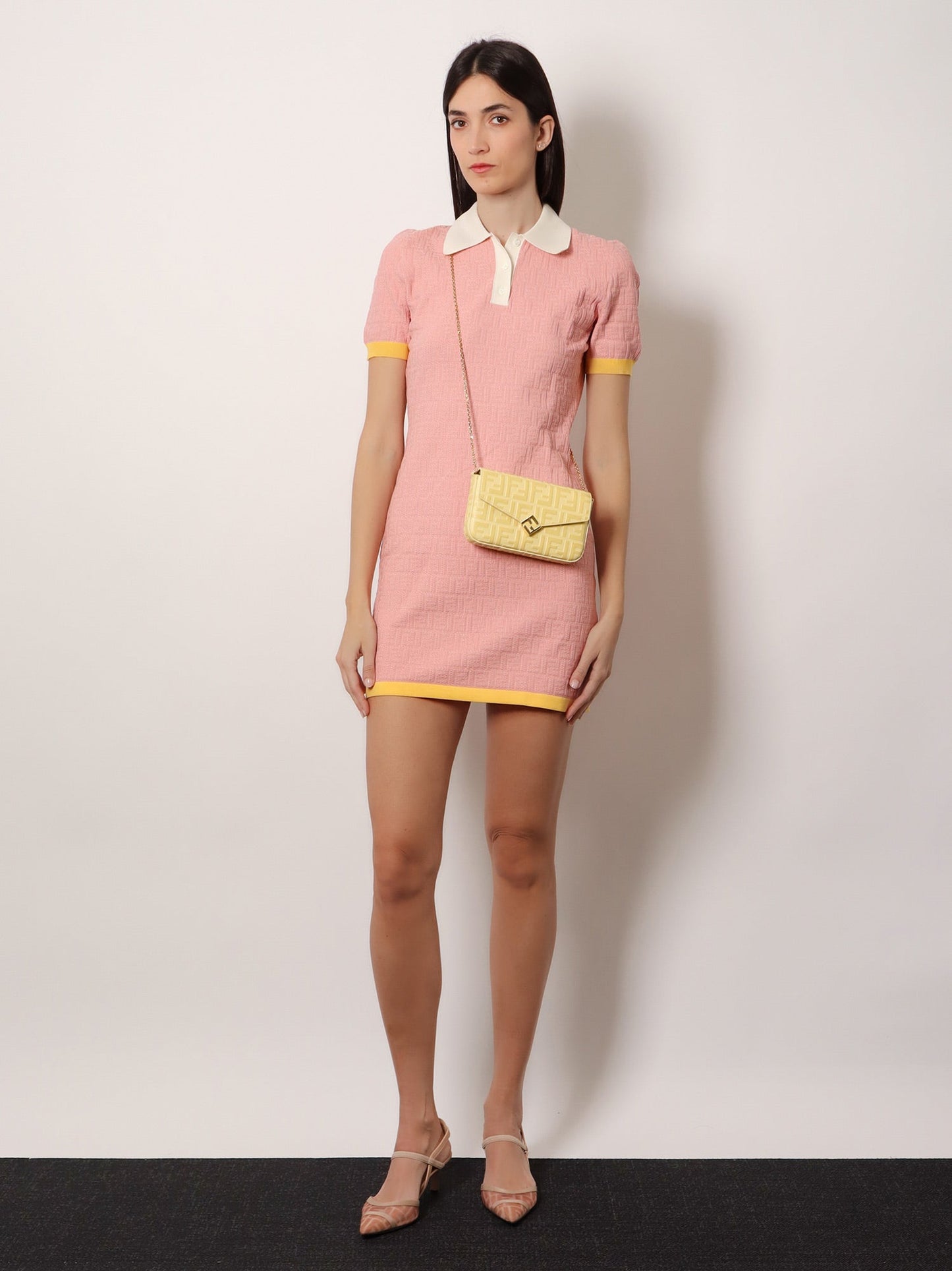 Fendi Women Cotton And Silk Blend Short Dress With All-Over Ff Motif FENDI