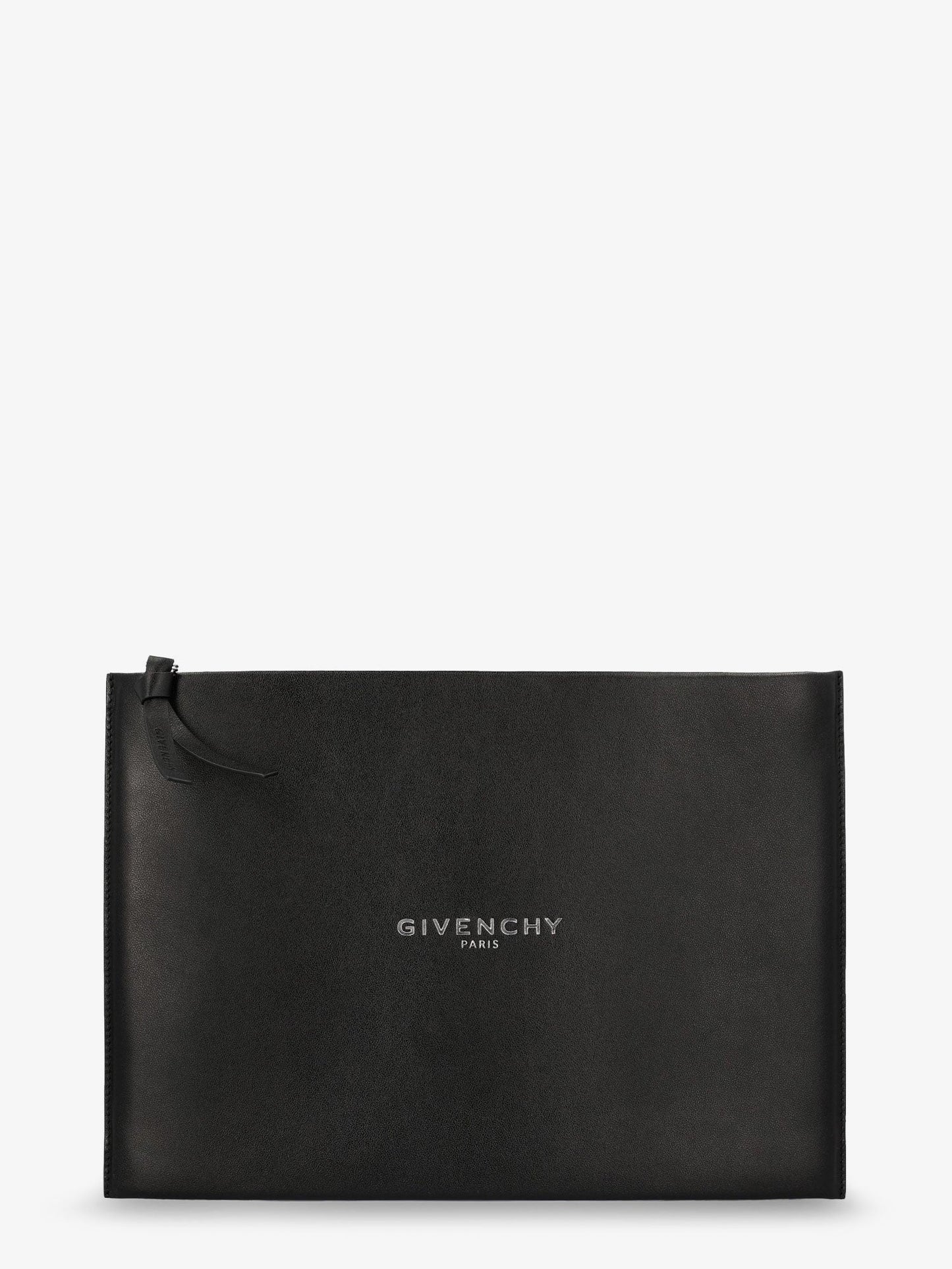 Givenchy Men Leather Clutch Bag With Lettering Logo On The Front GIVENCHY