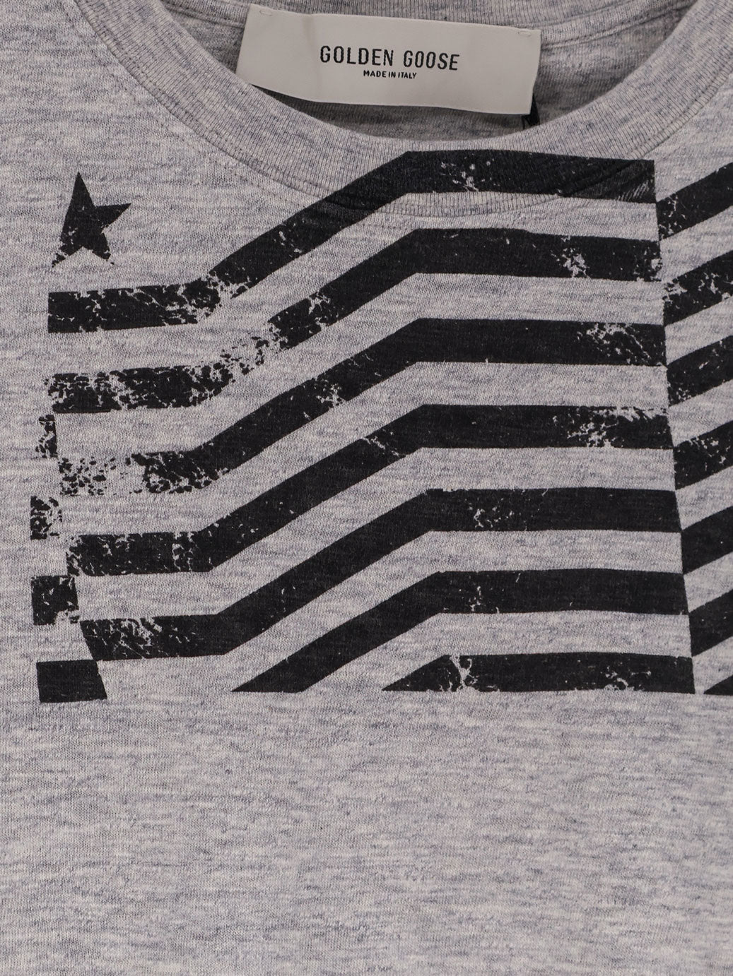 Golden Goose Deluxe Brand Men Cotton T-Shirt With Flag Print On The Front GOLDEN GOOSE