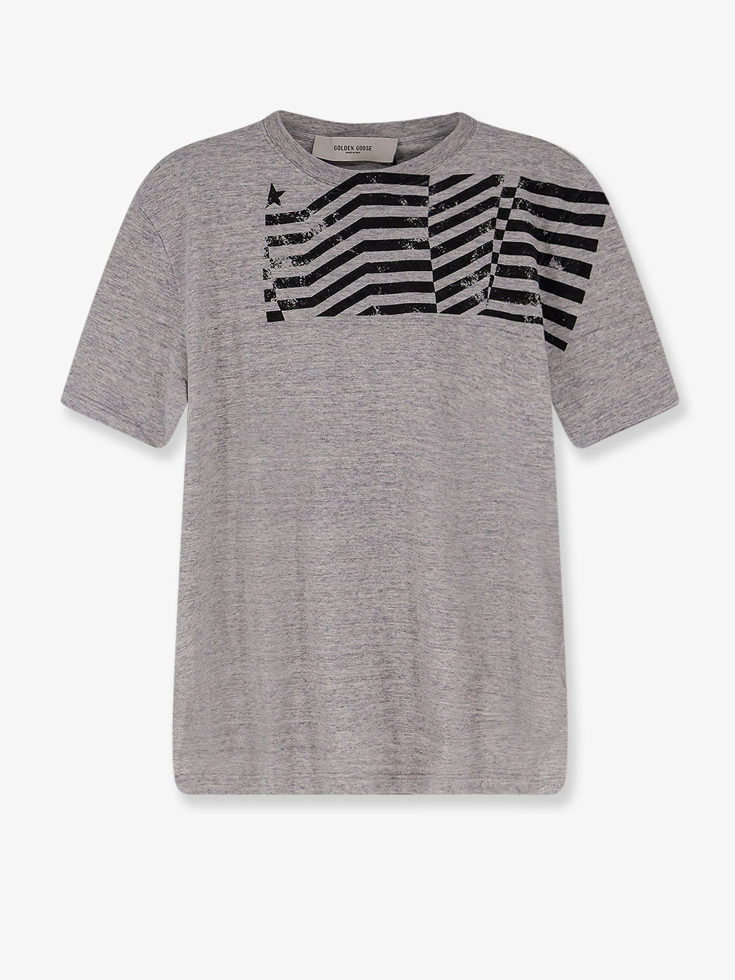 Golden Goose Deluxe Brand Men Cotton T-Shirt With Flag Print On The Front GOLDEN GOOSE