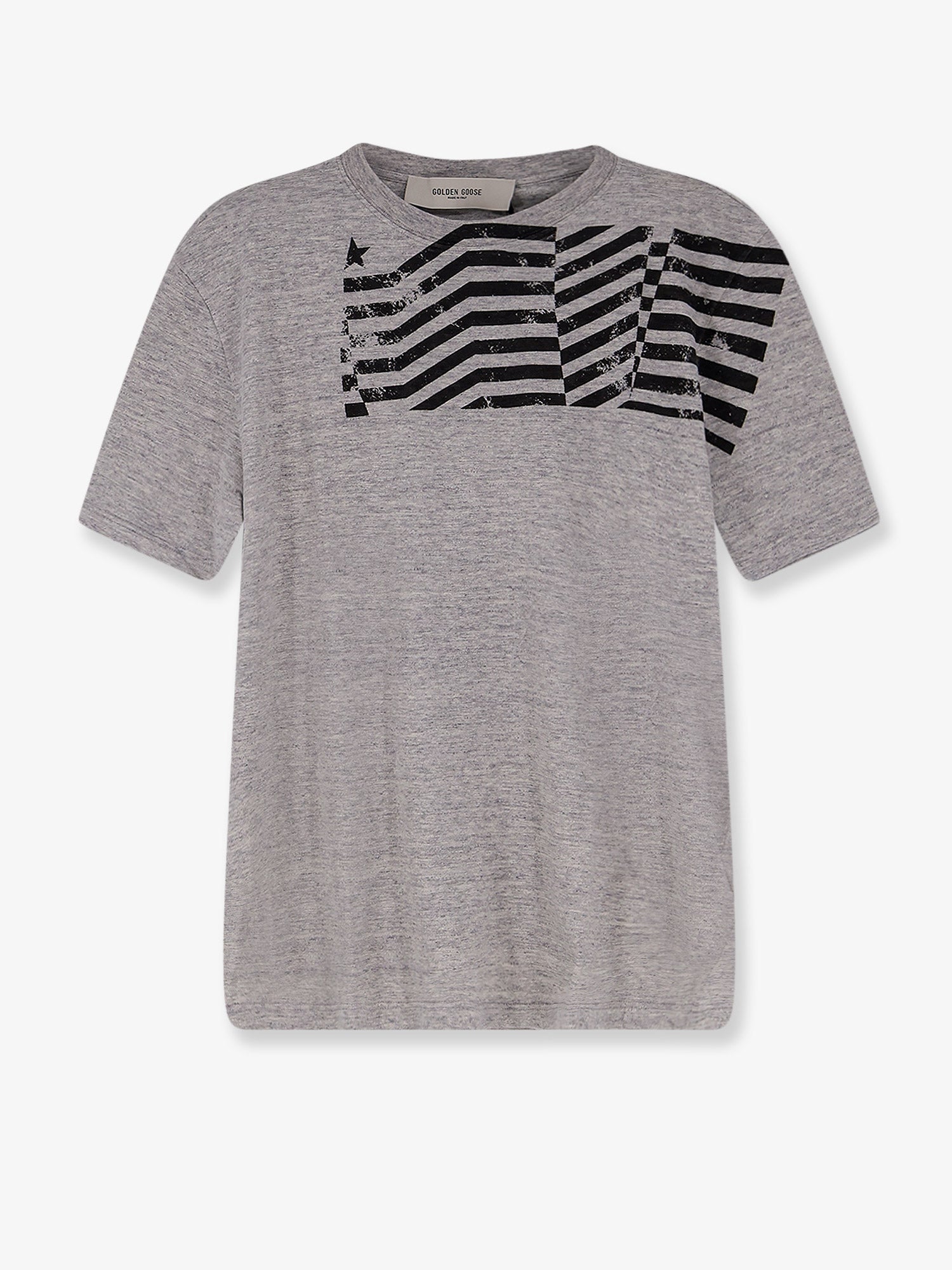 Golden Goose Deluxe Brand Men Cotton T-Shirt With Flag Print On The Front GOLDEN GOOSE