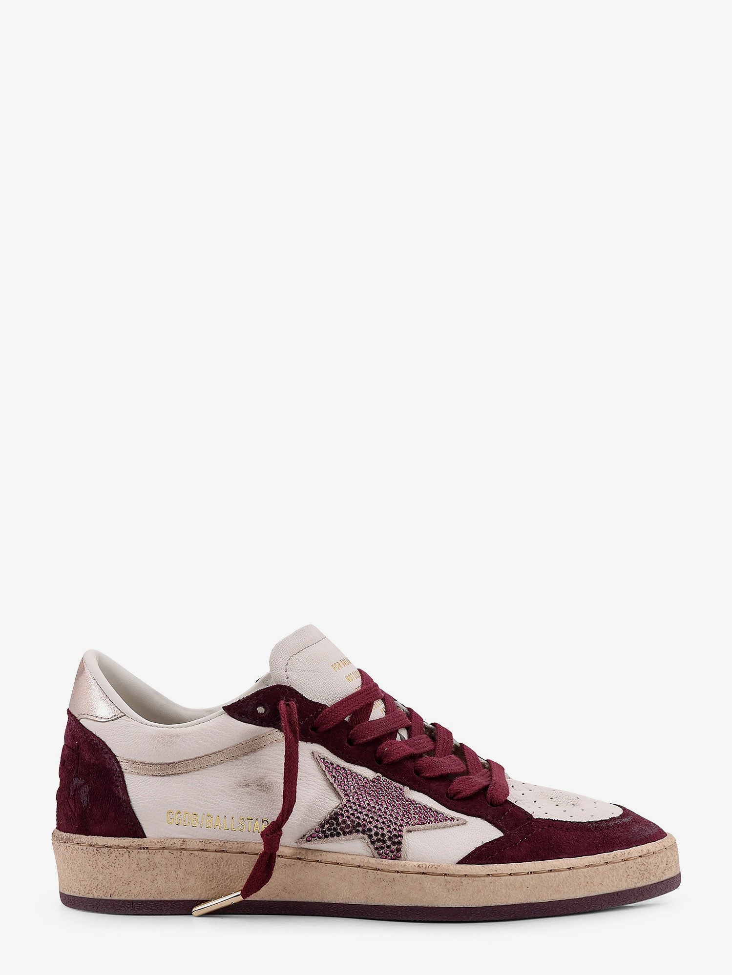 Golden Goose Deluxe Brand Women Ballstar Leather Sneakers With Swarovski Logo On The Side GOLDEN GOOSE
