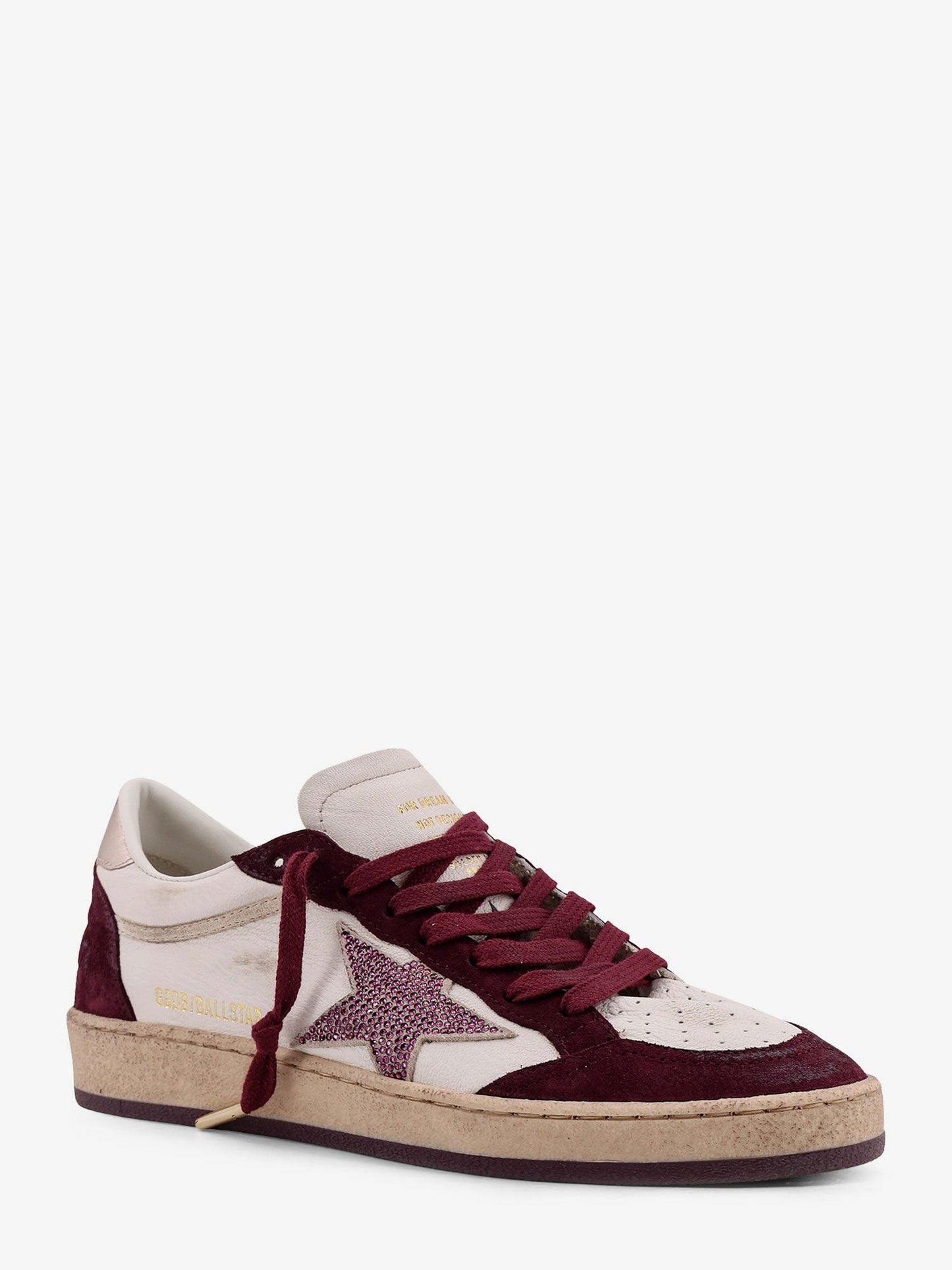 Golden Goose Deluxe Brand Women Ballstar Leather Sneakers With Swarovski Logo On The Side GOLDEN GOOSE