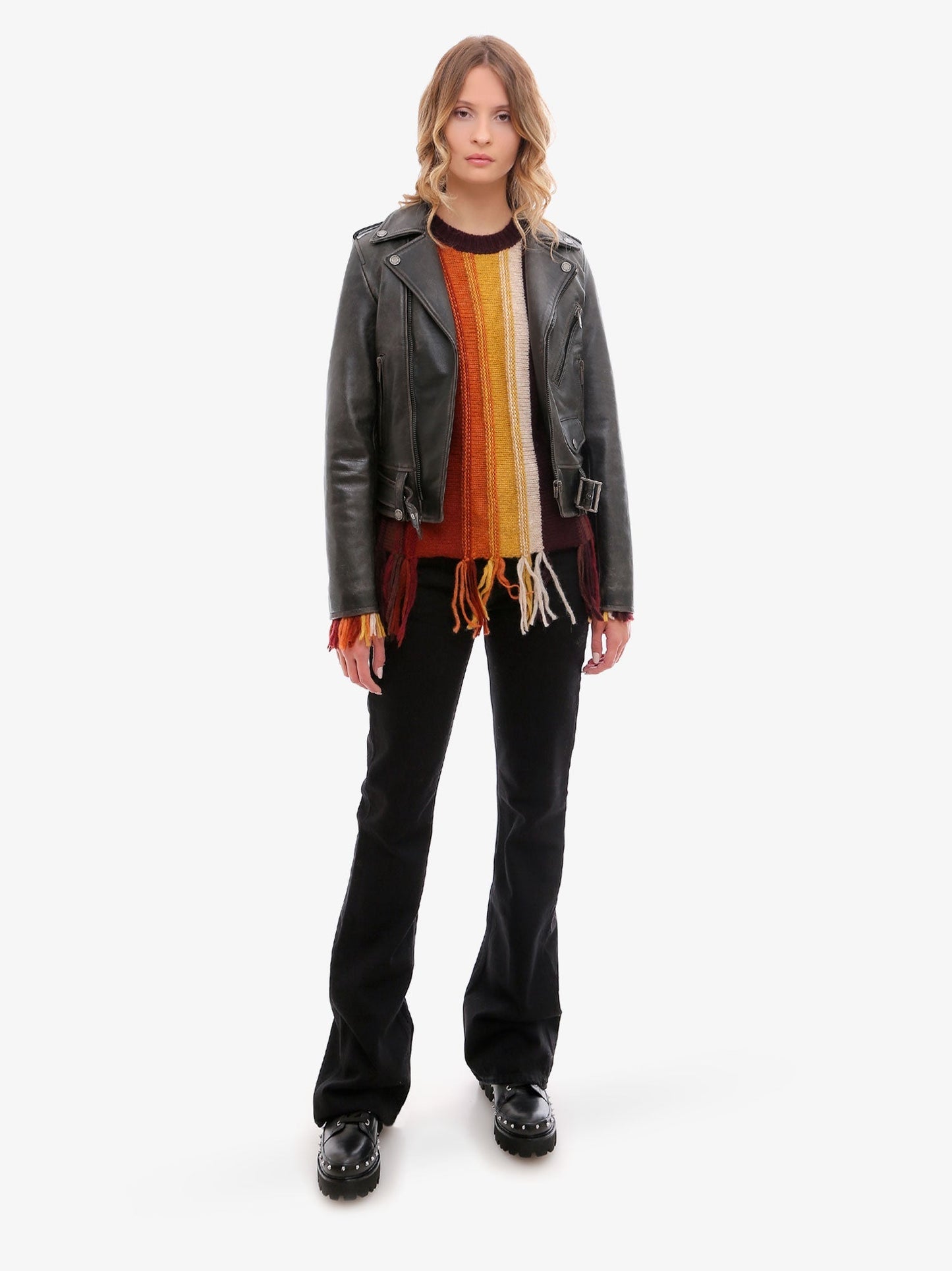Golden Goose Deluxe Brand Women Slim Fit Destiny Lived-In Effect Leather Biker GOLDEN GOOSE