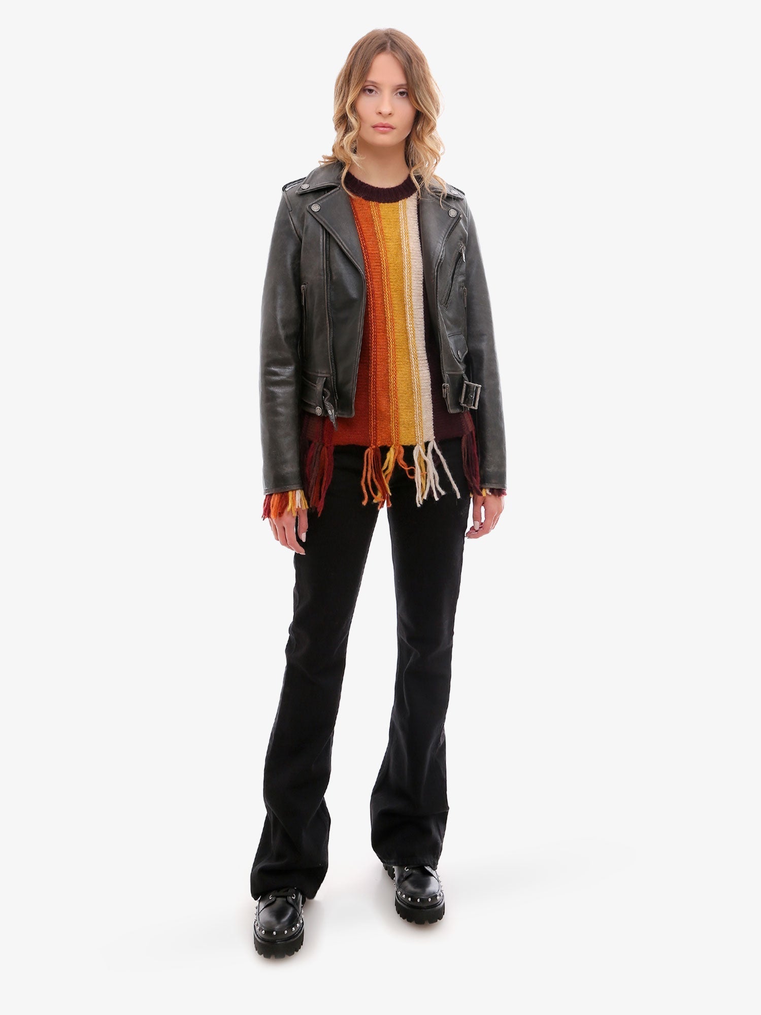 Golden Goose Deluxe Brand Women Slim Fit Destiny Lived-In Effect Leather Biker GOLDEN GOOSE