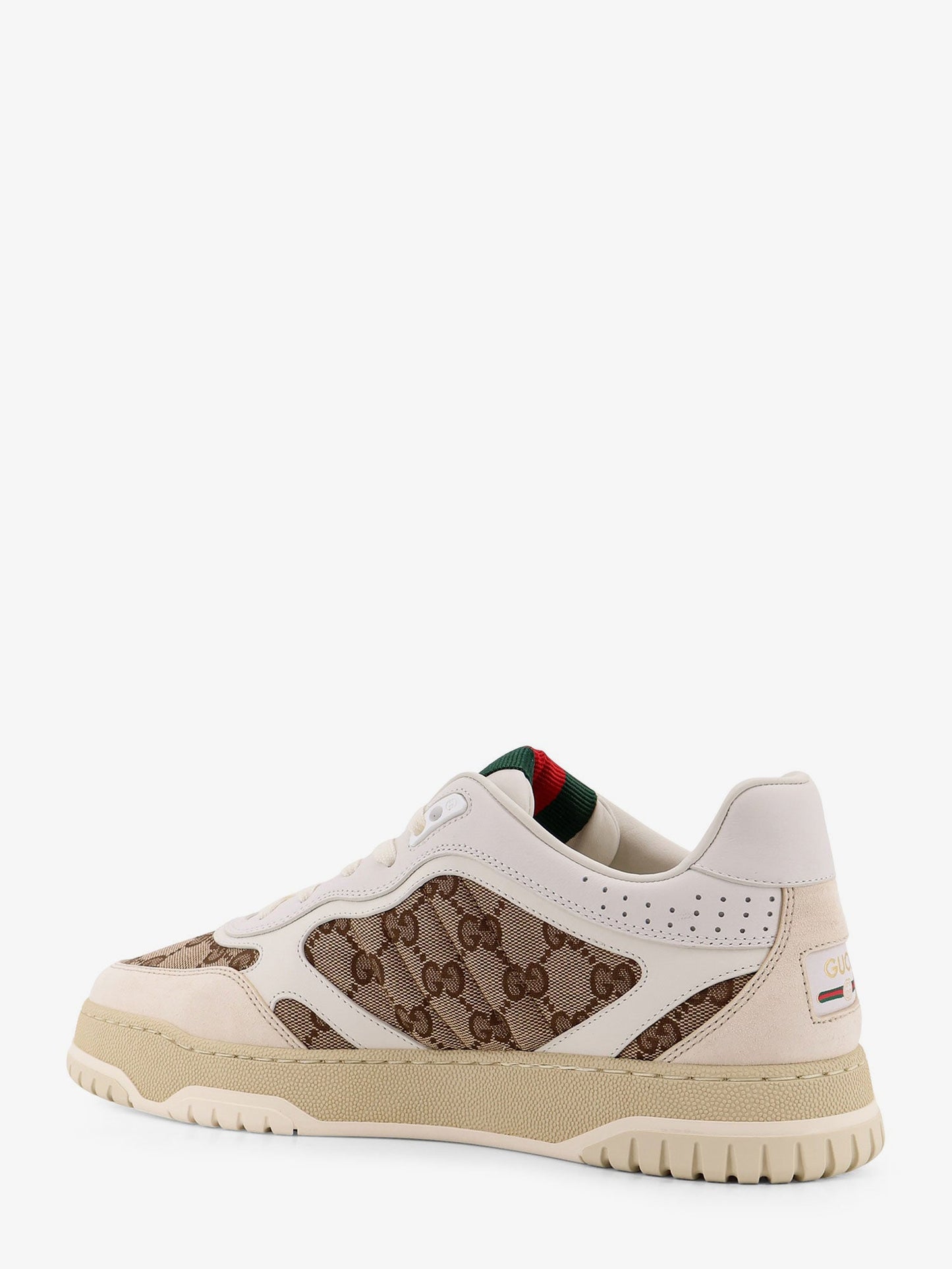 Gucci Men Leather And Suede Low-Top Re-Web Sneakers With Gg Supreme Fabric Inserts GUCCI