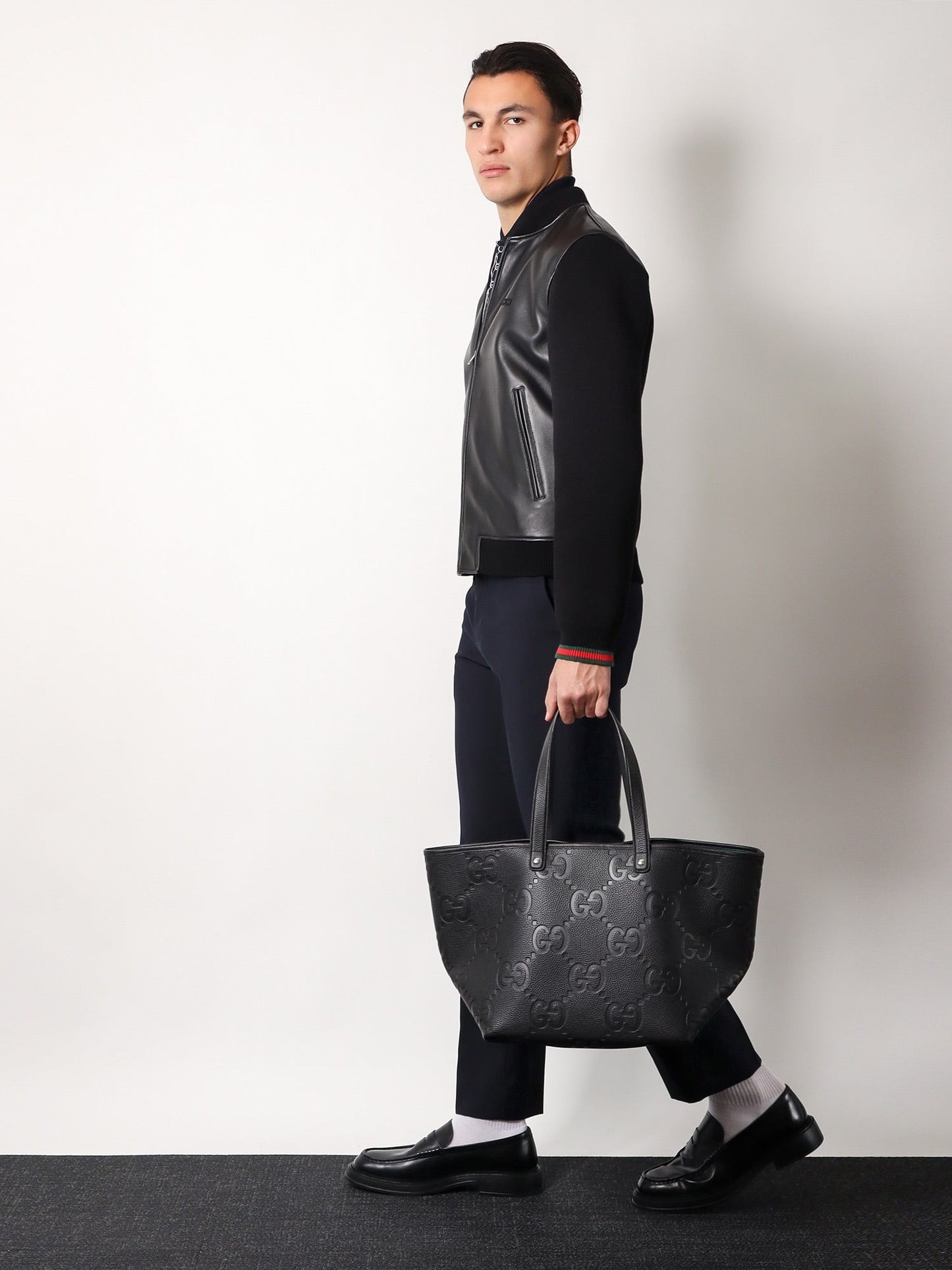 Gucci Men Leather And Wool Jacket GUCCI