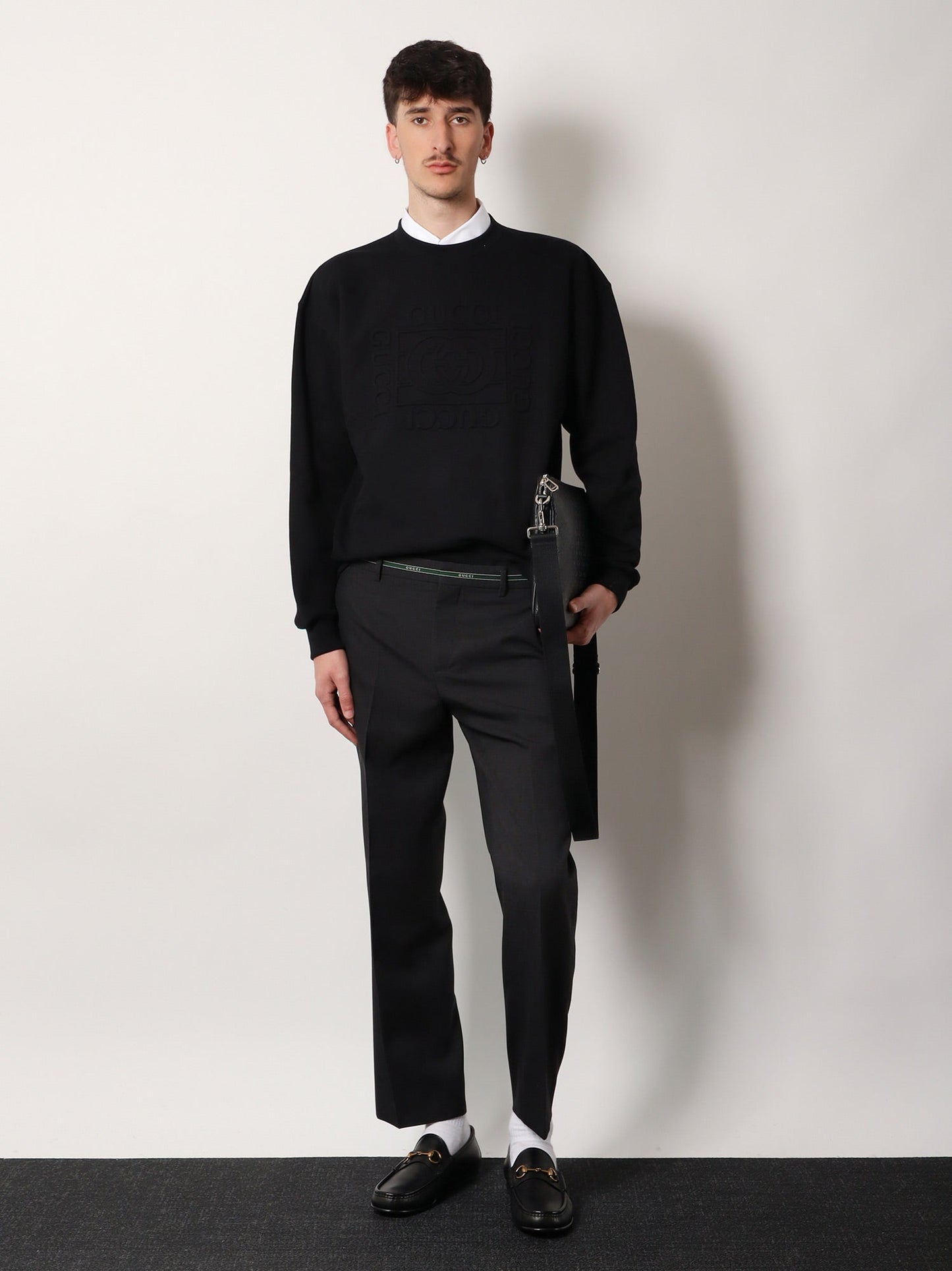 Gucci Men Cotton Sweatshirt With Frontal Embossed Logo GUCCI