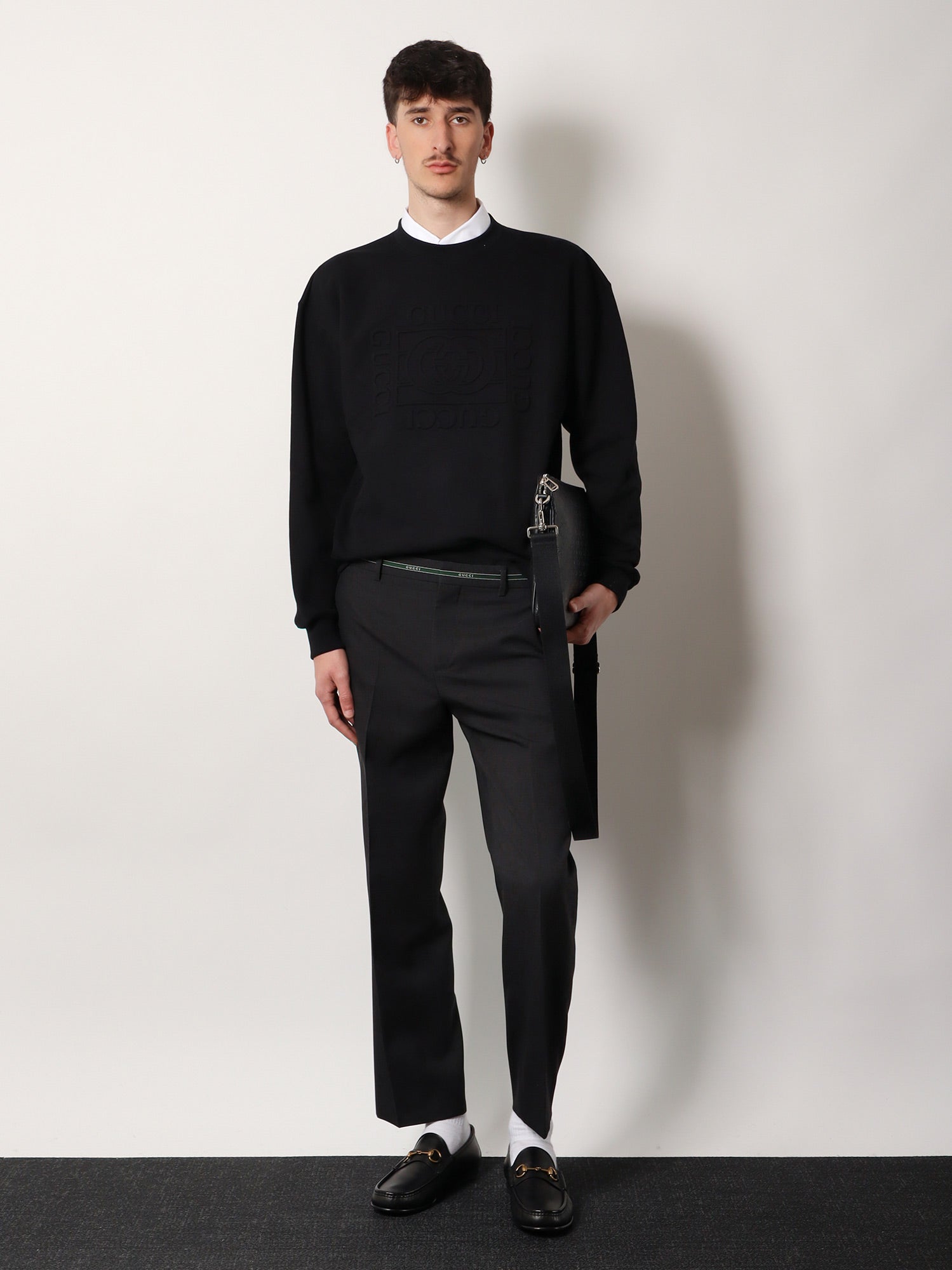 Gucci Men Cotton Sweatshirt With Frontal Embossed Logo GUCCI