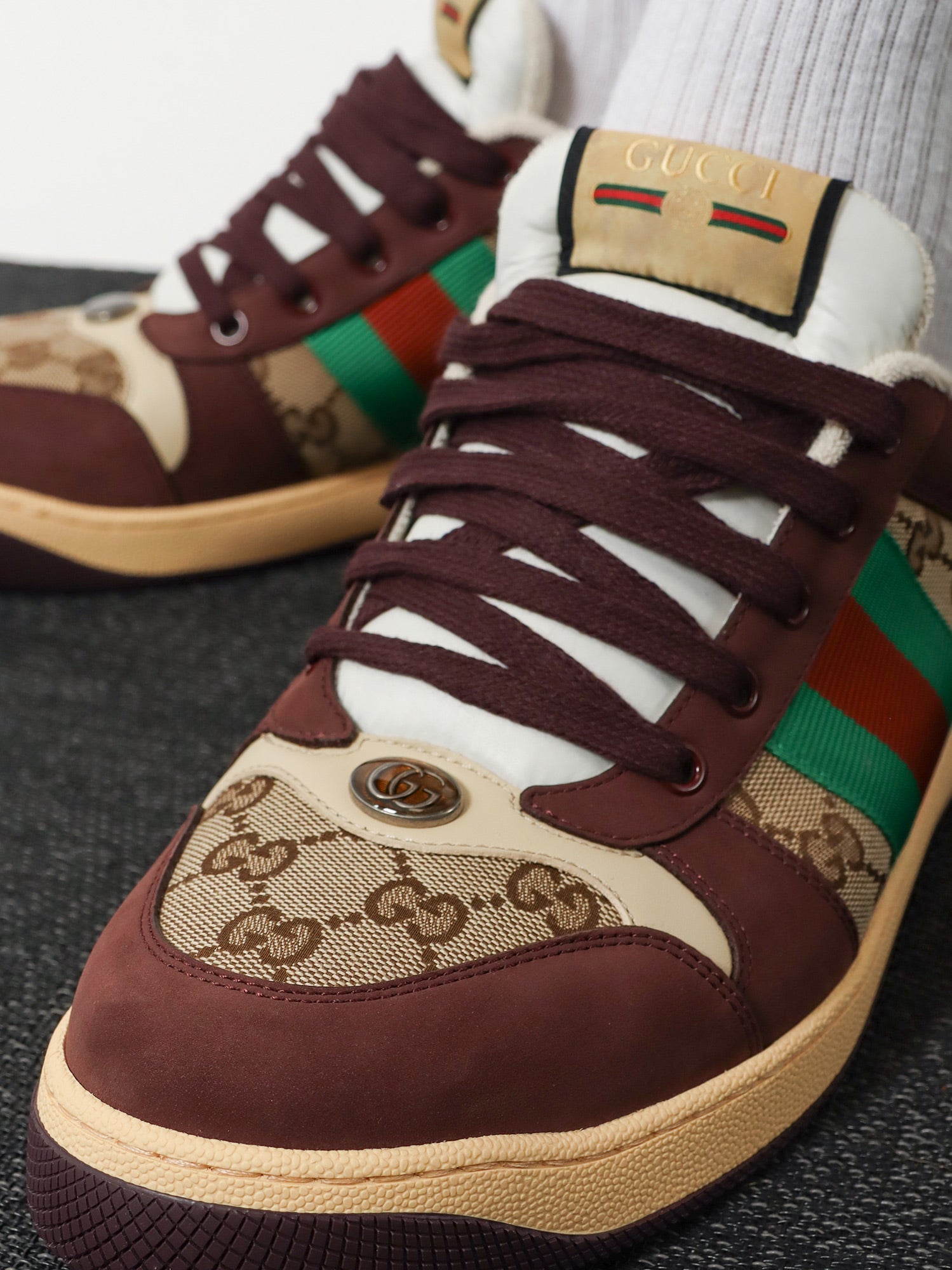 Gucci Men Gg Fabric Leather Sneakers GUCCI
