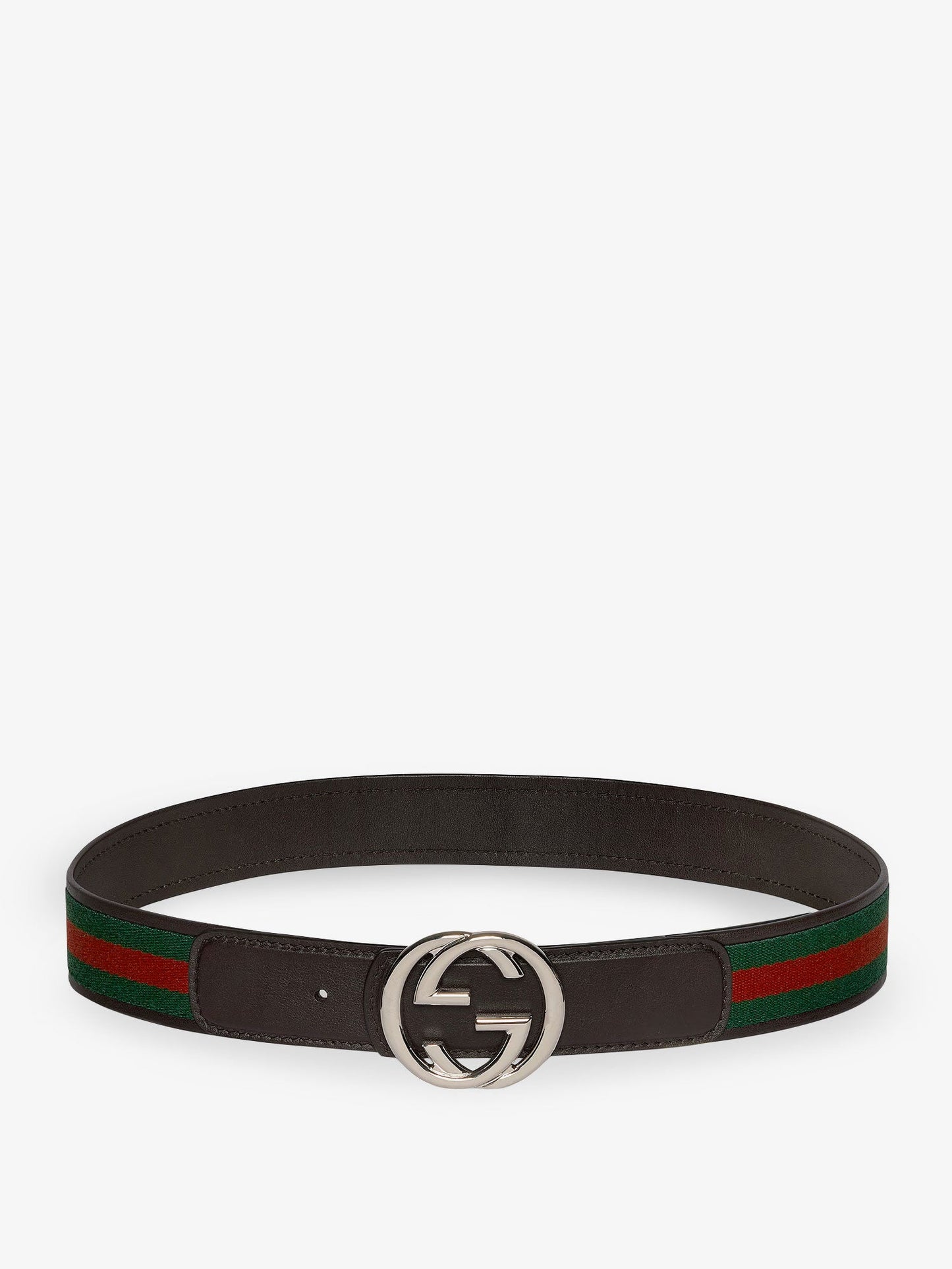 Gucci Men Web Fabric And Leather Belt GUCCI