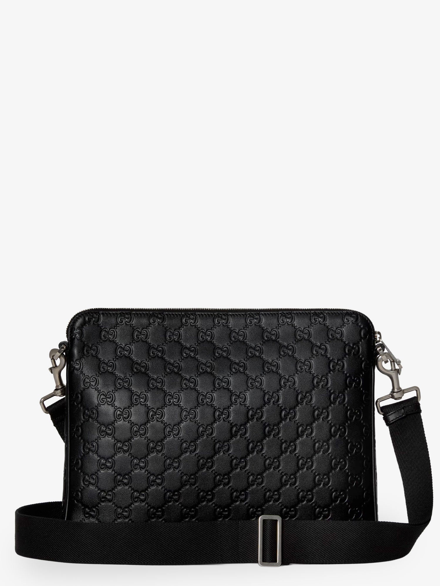 Gucci Men Gg Emblem Leather Crossbody Bag GUCCI
