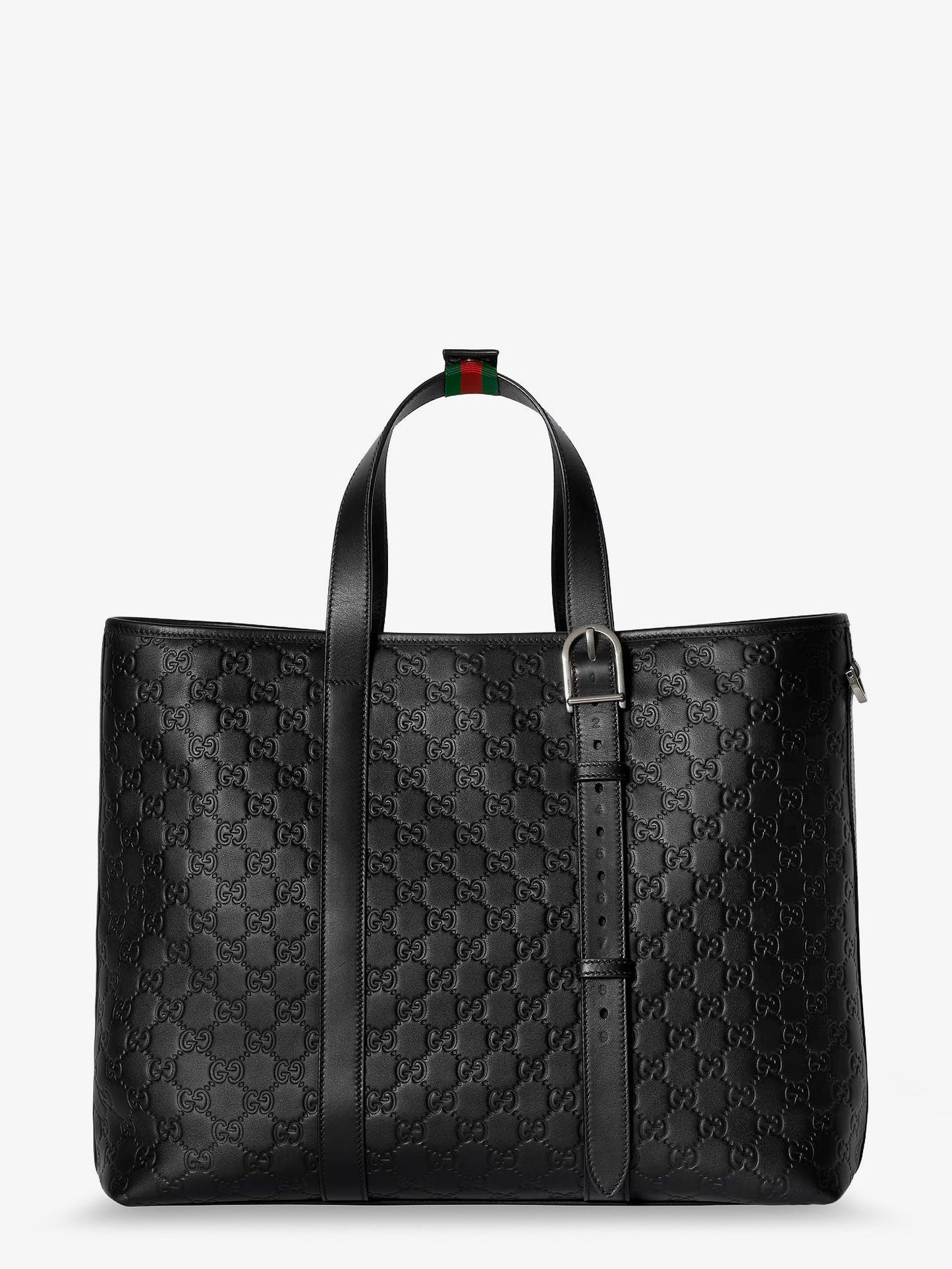 Gucci Men Gg Emblem  Leather Shopping Bag With Embossed Gg Motif GUCCI