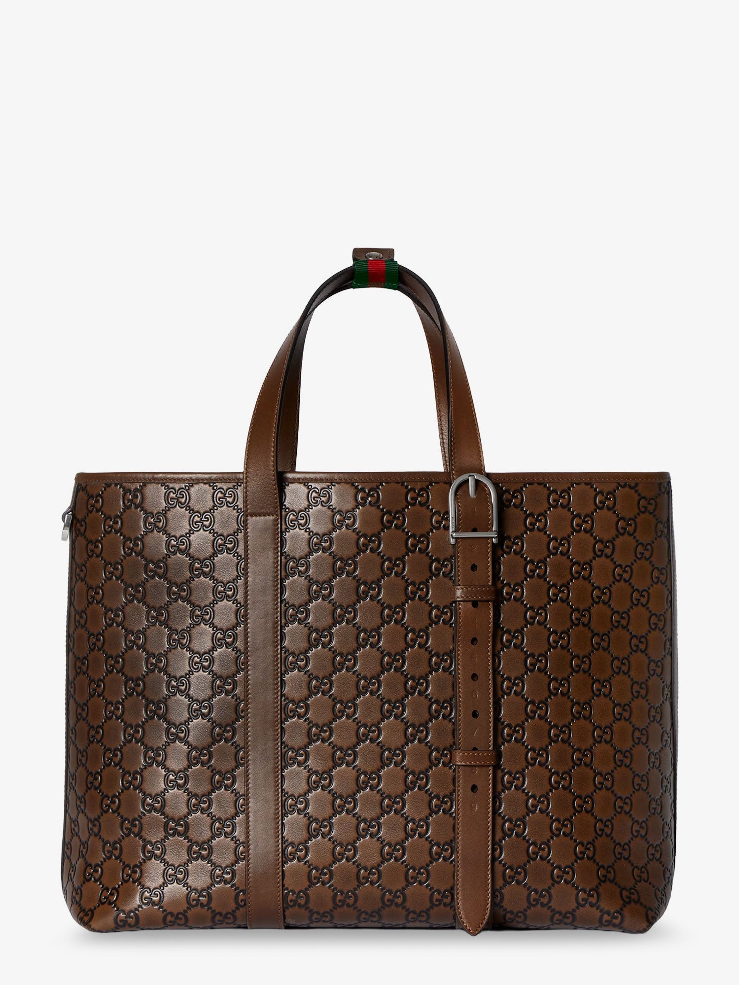 Gucci Men Gg Emblem Leather Shopping Bag GUCCI