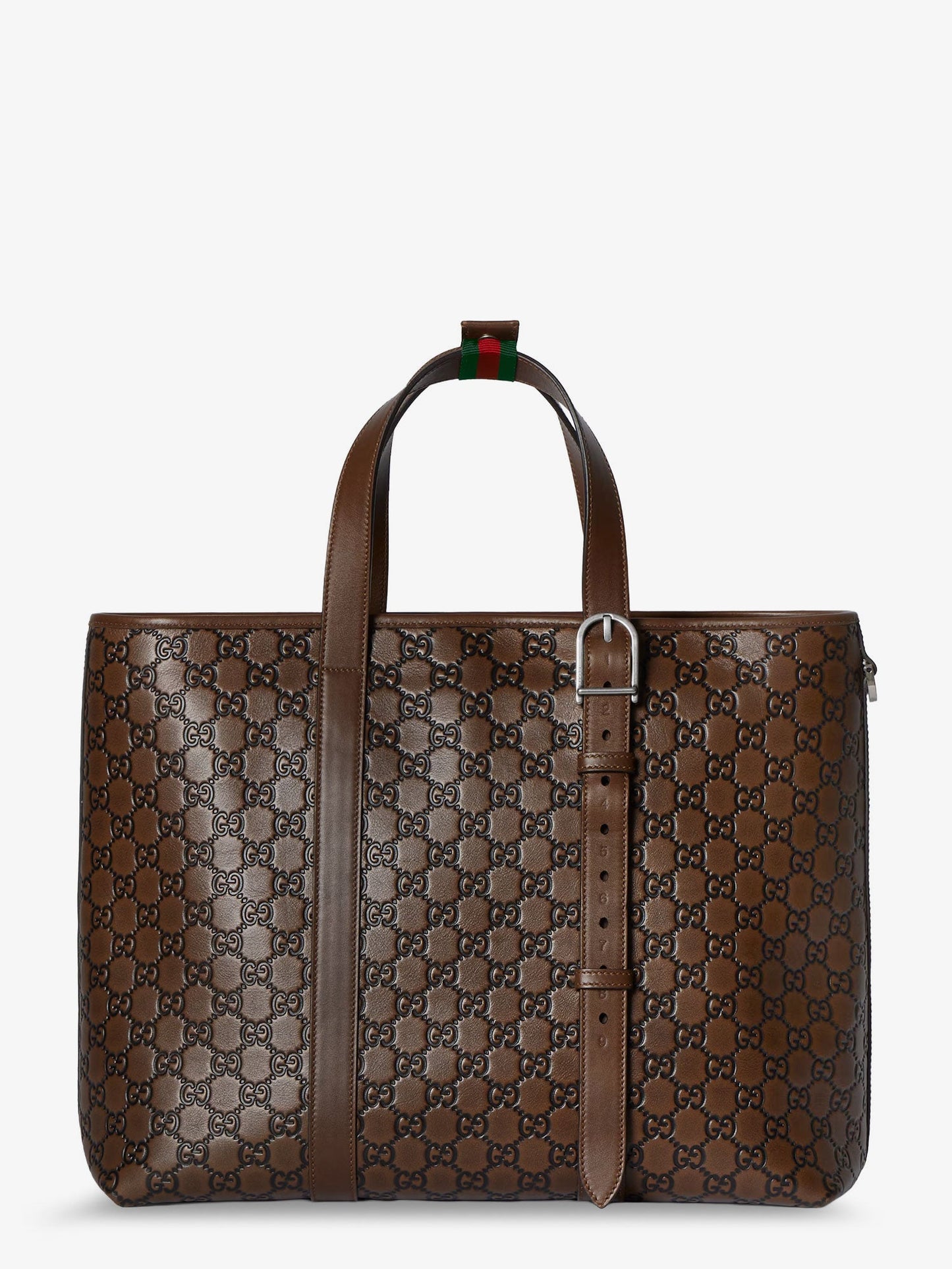 Gucci Men Gg Emblem Leather Shopping Bag GUCCI