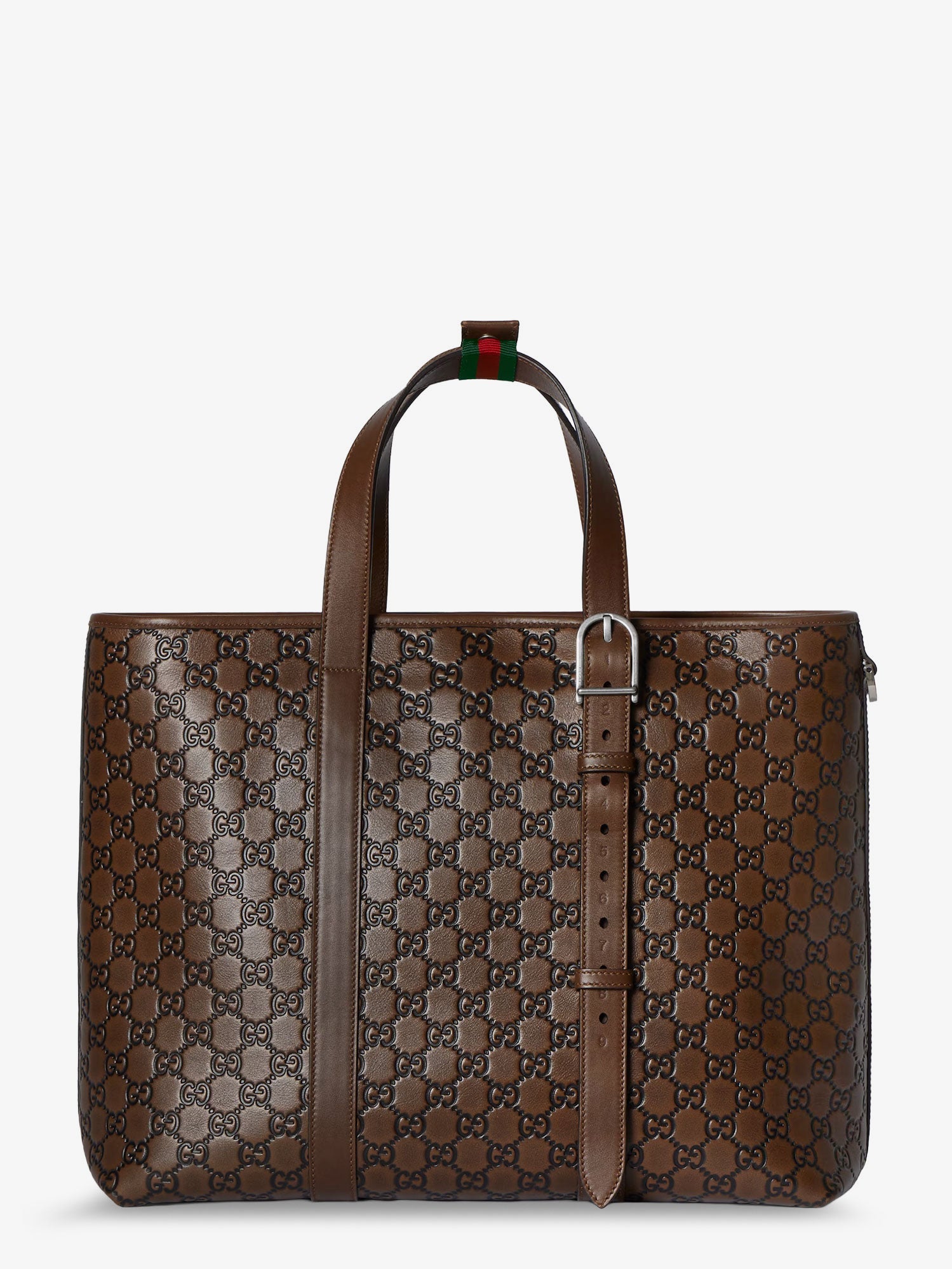 Gucci Men Gg Emblem Leather Shopping Bag GUCCI