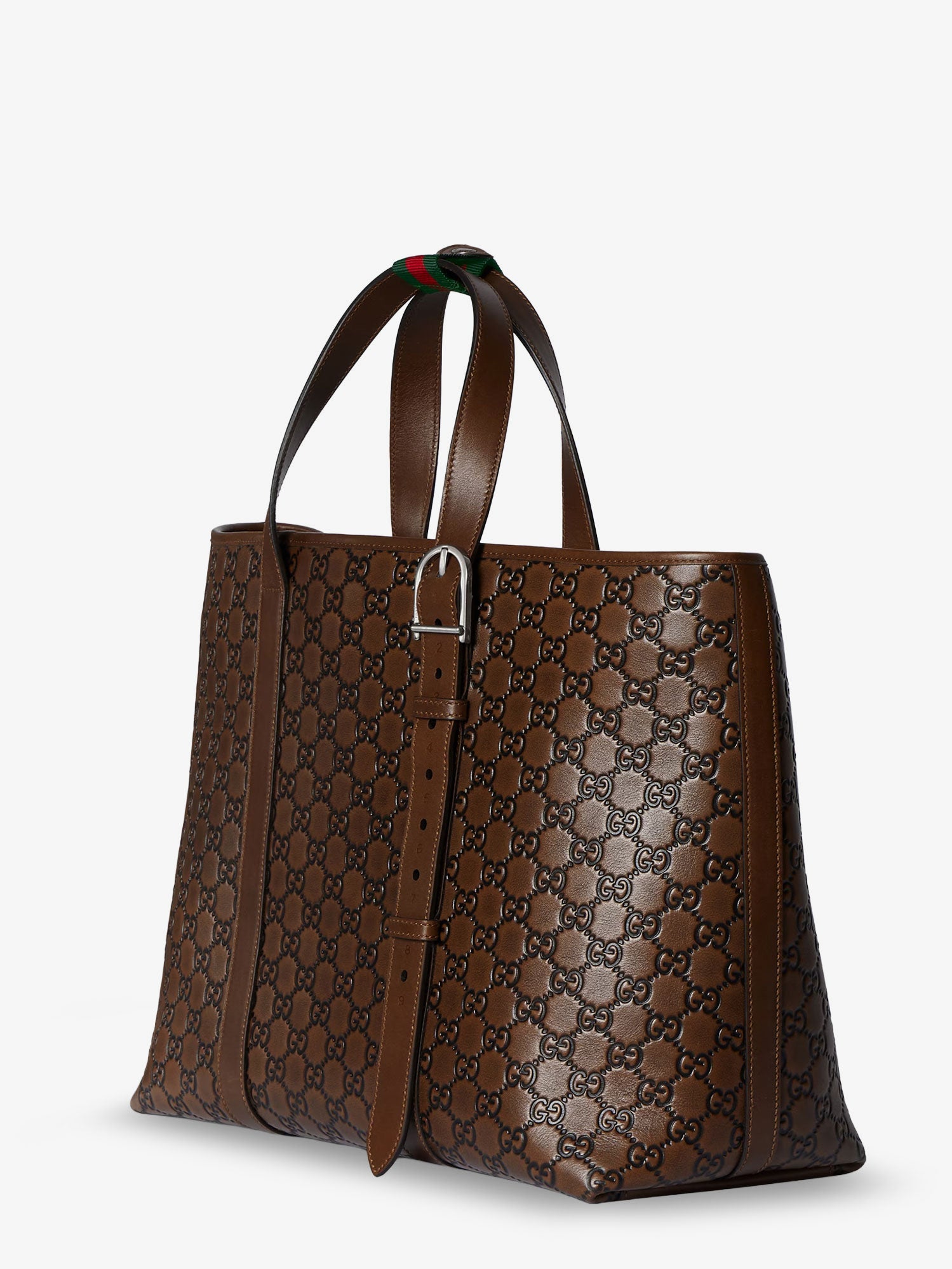 Gucci Men Gg Emblem Leather Shopping Bag GUCCI