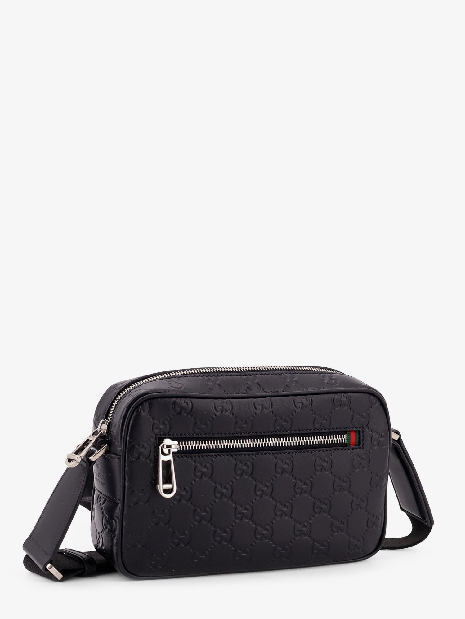 Gucci Men Gg Emblem Leather Crossbody Bag GUCCI