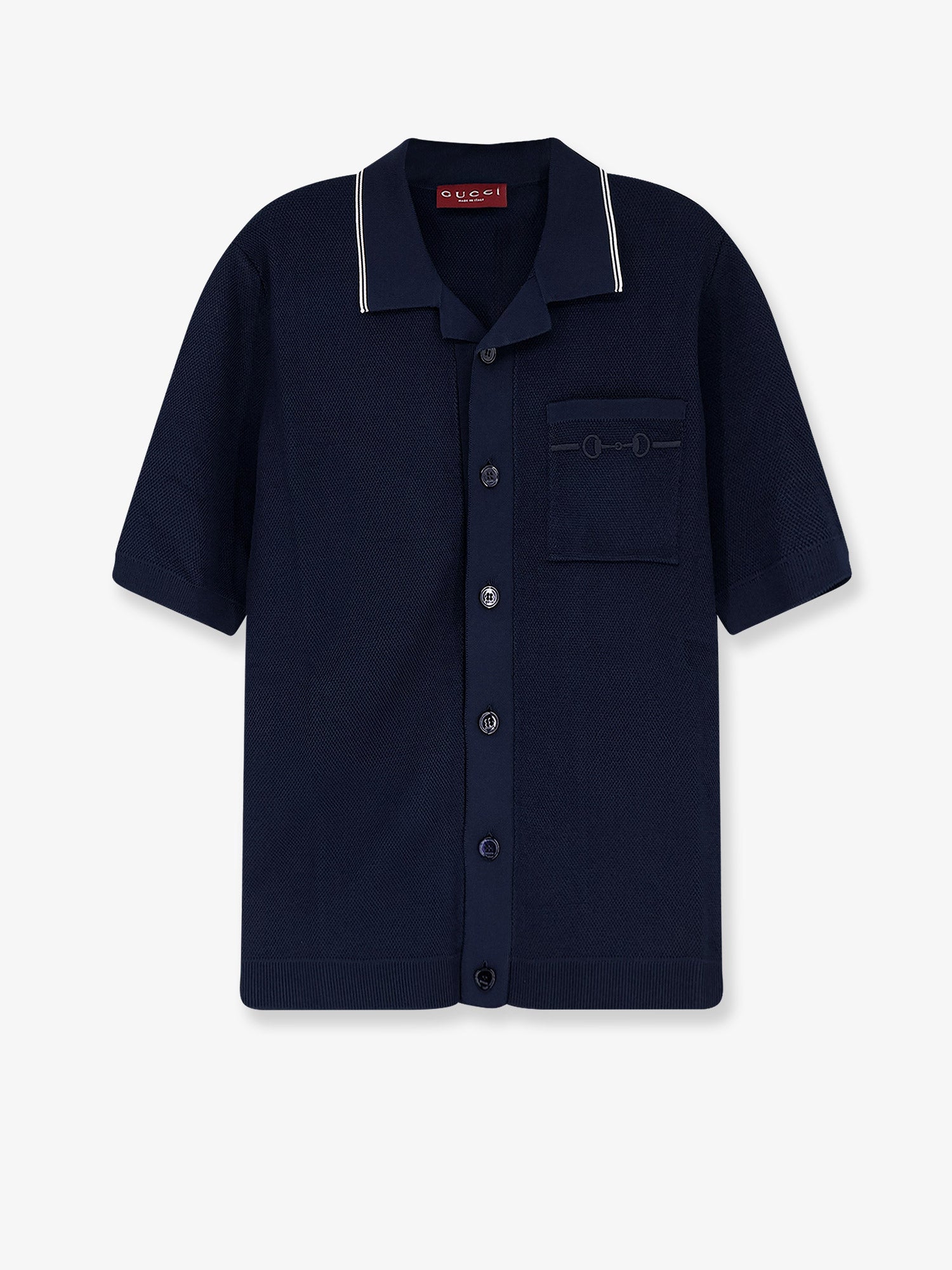 Gucci Men Viscose Blend Polo Shirt With Front Horsebit Embroidery GUCCI