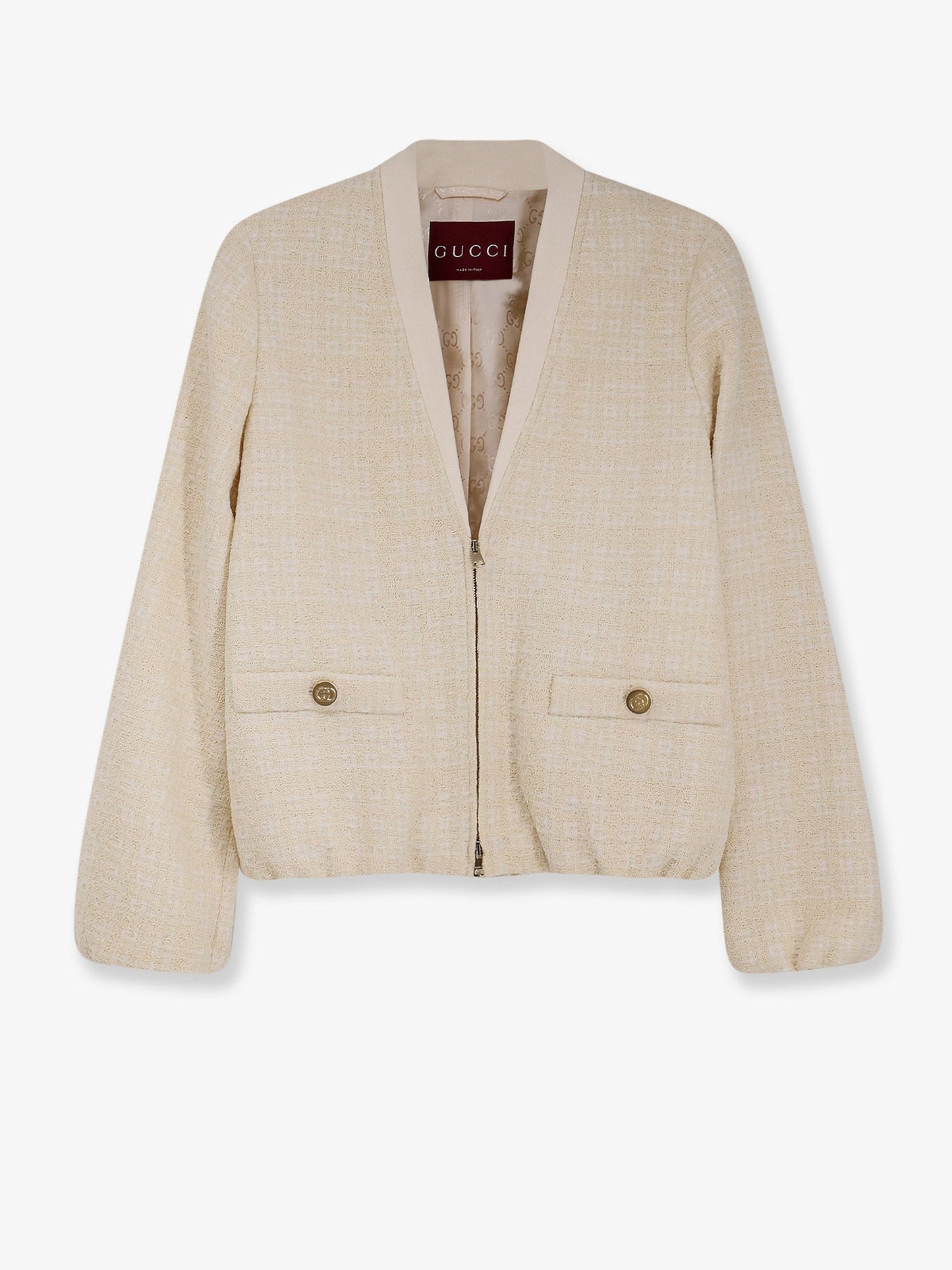 Gucci Women Checked Cotton Tweed Jacket GUCCI