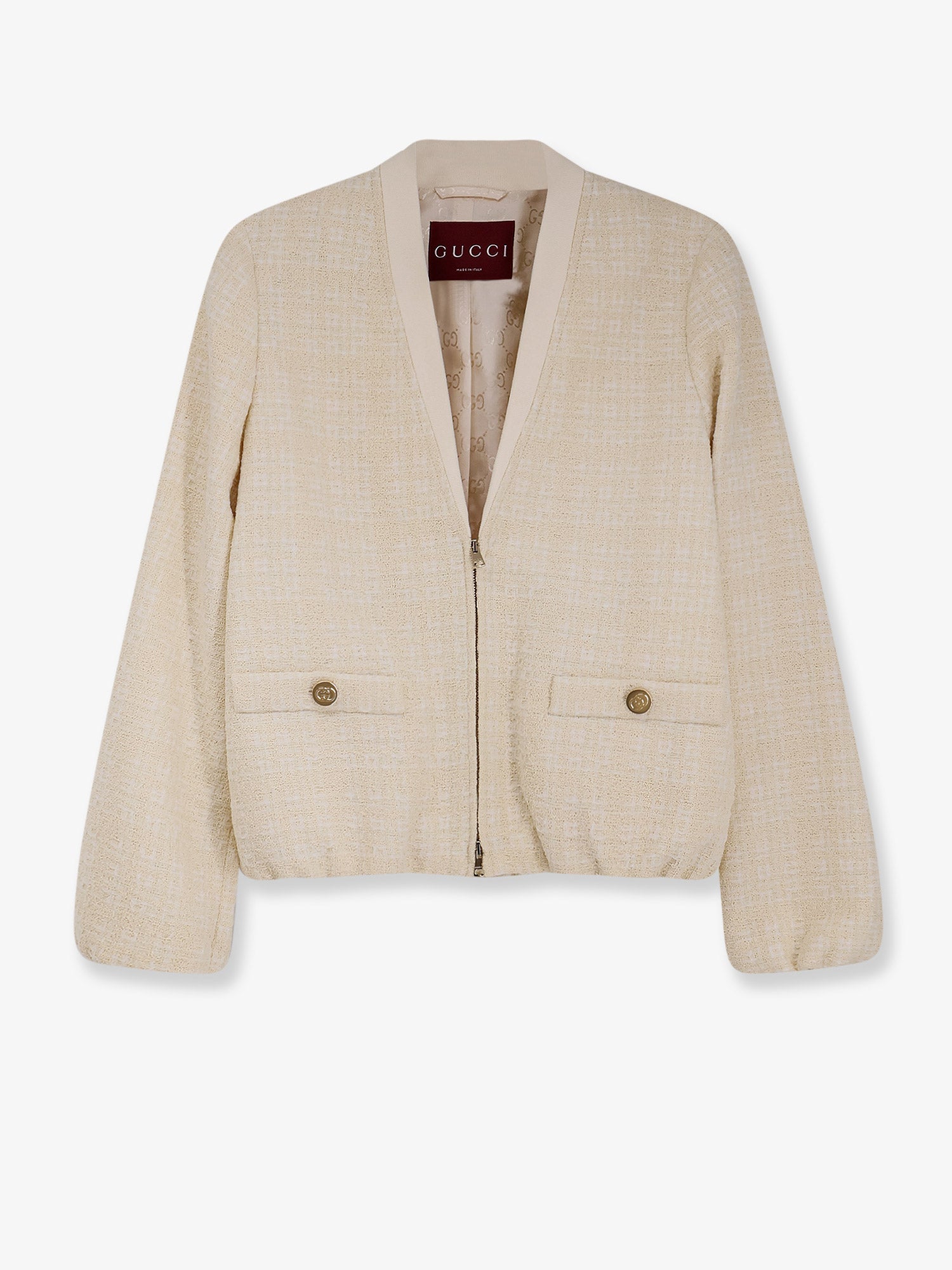 Gucci Women Checked Cotton Tweed Jacket GUCCI