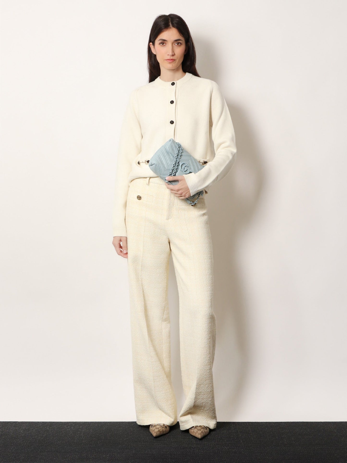 Gucci Women Wool And Cashmere Cardigan With Metal Horsebit GUCCI