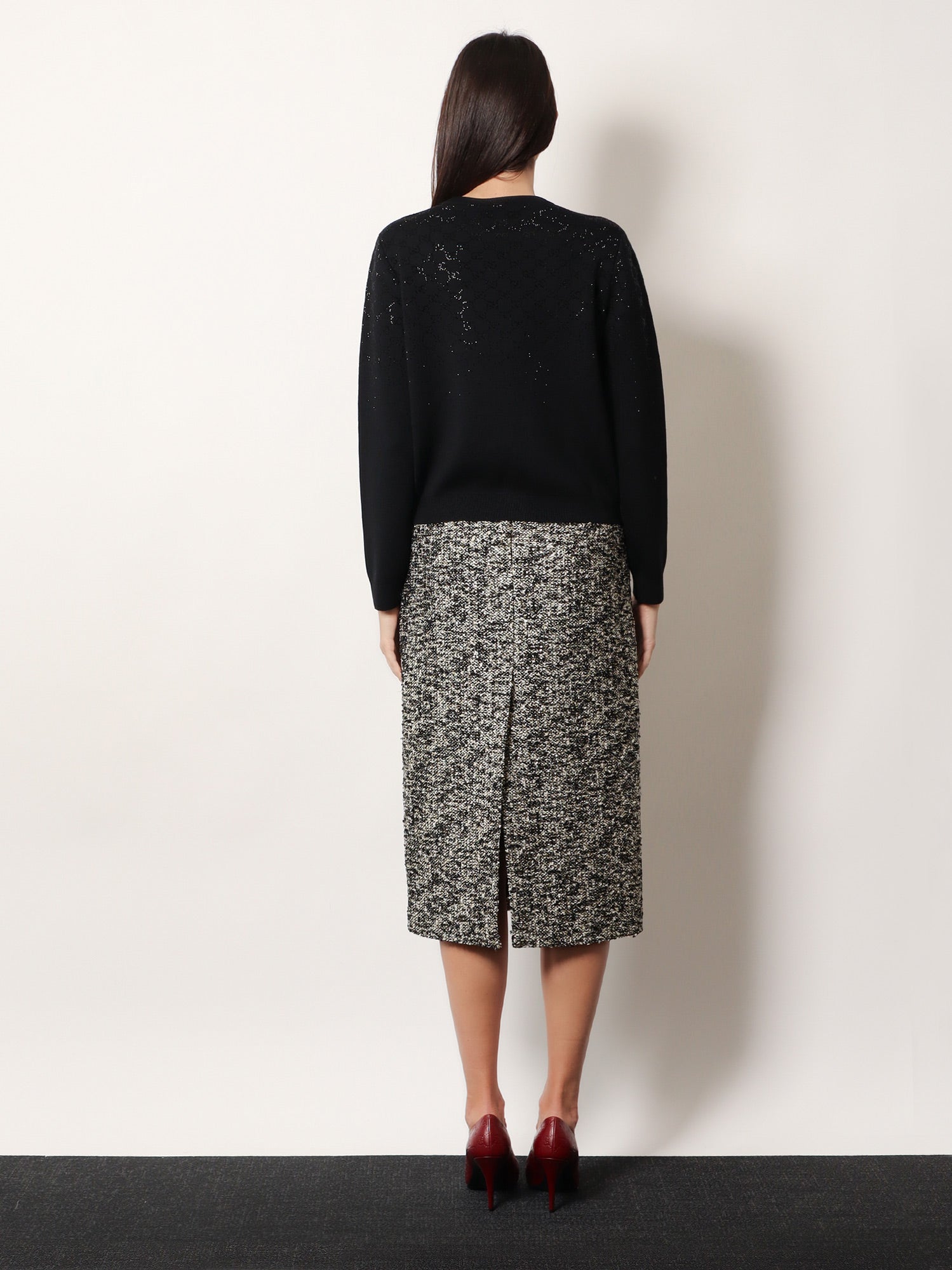 Gucci Women Midi Skirt In Laminated Boucle Fabric GUCCI