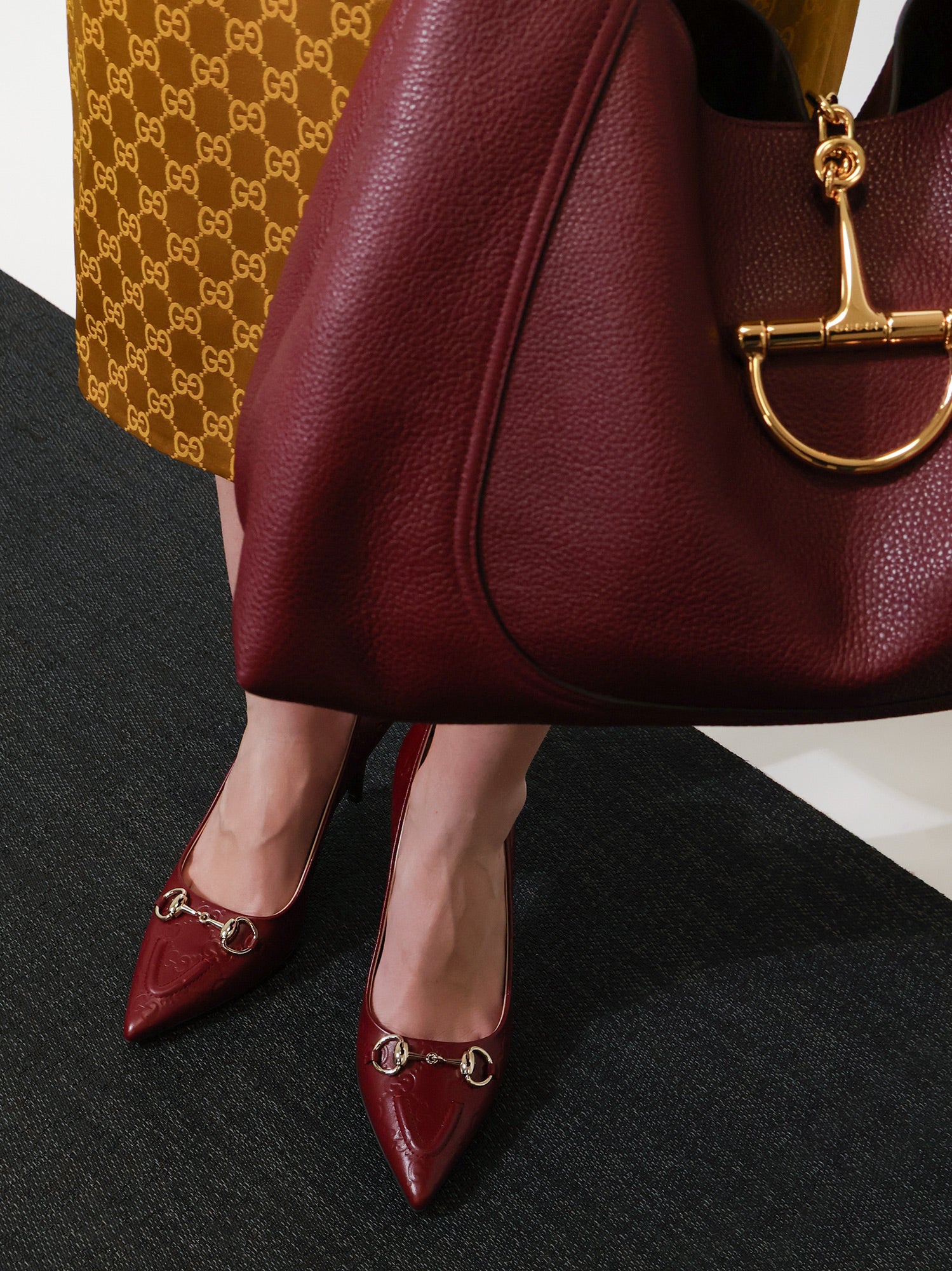 Gucci Women Gucci Rosso Ancora Gg Leather Decollete GUCCI