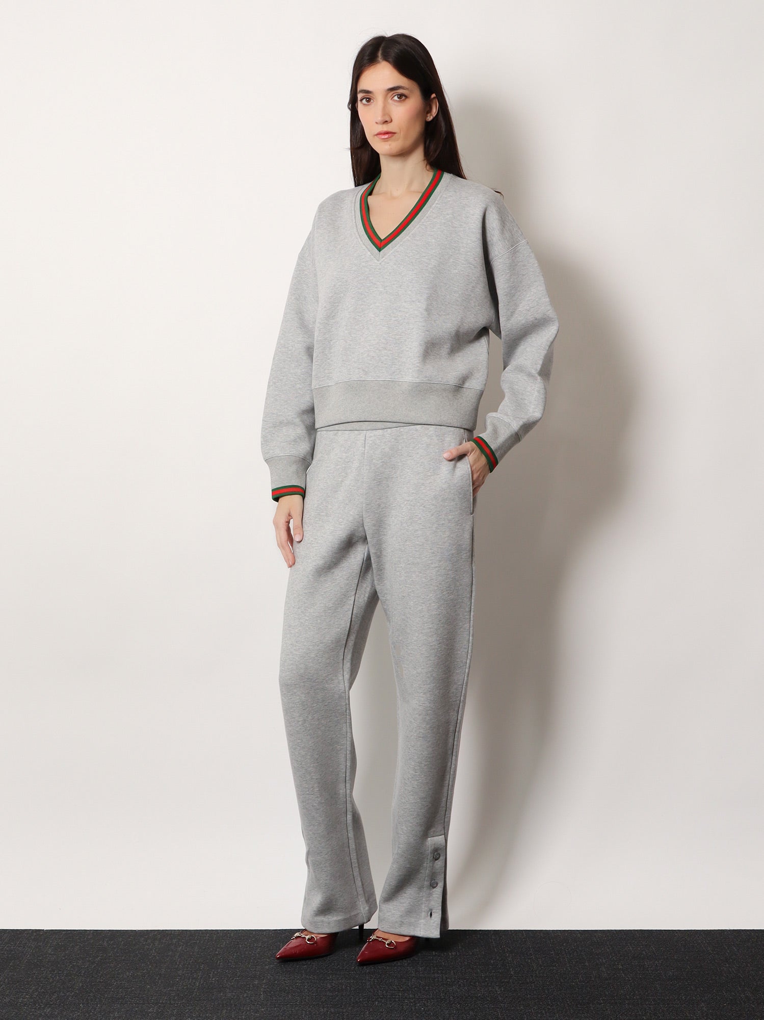Gucci Women Cotton Blend Trouser With Web Detail GUCCI