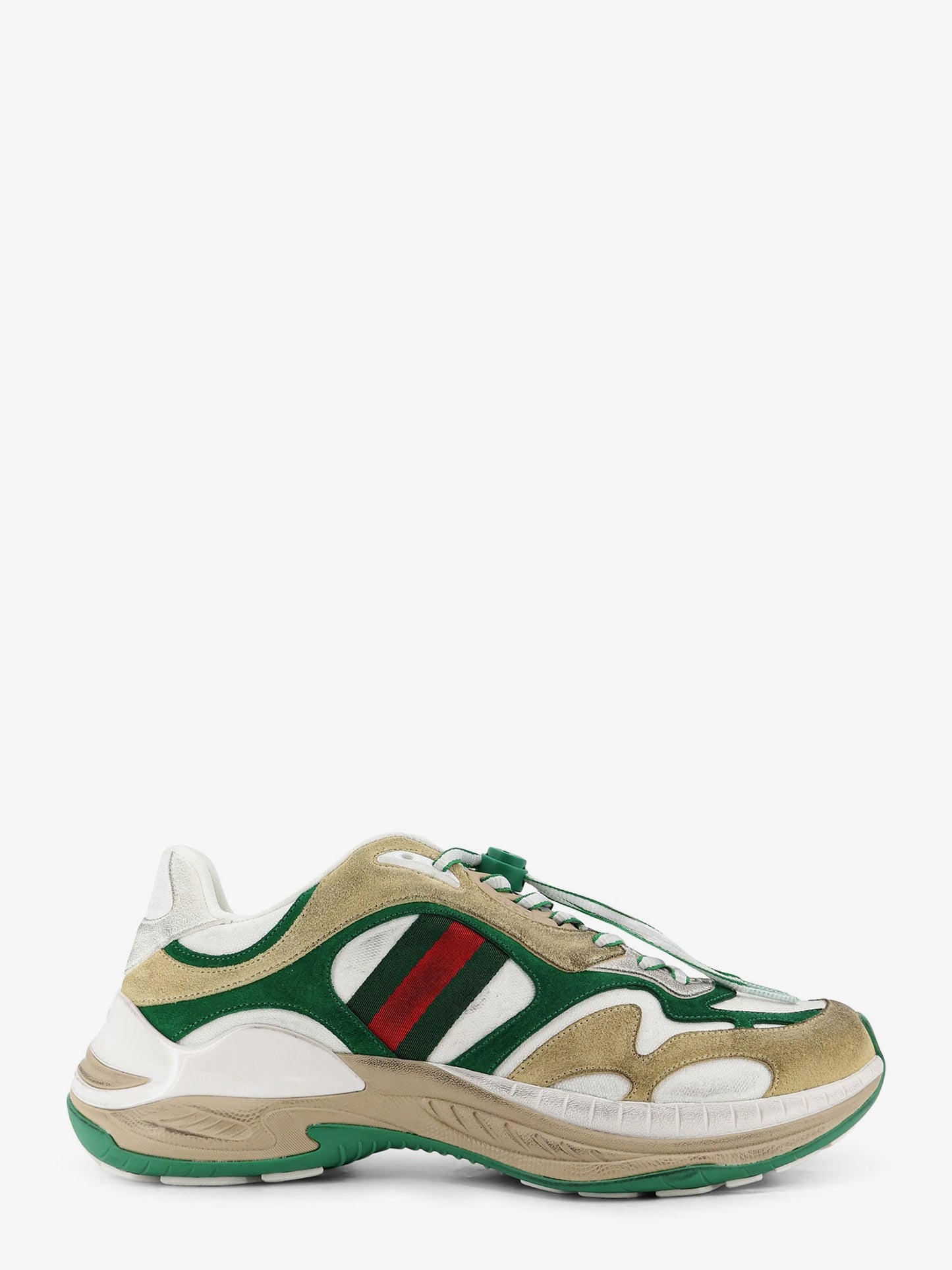 Gucci Men Suede Sneakers With Side Web Detail GUCCI