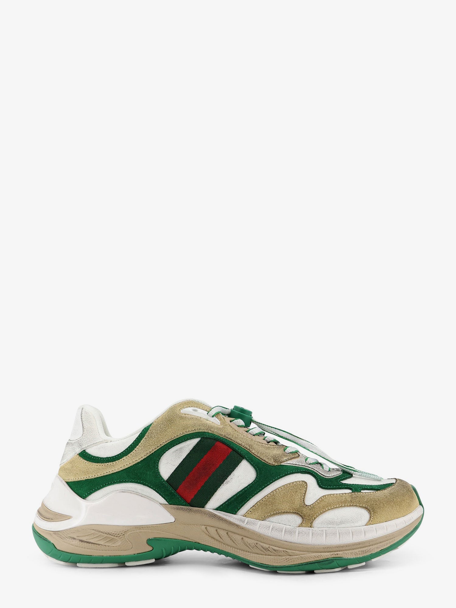 Gucci Men Suede Sneakers With Side Web Detail GUCCI