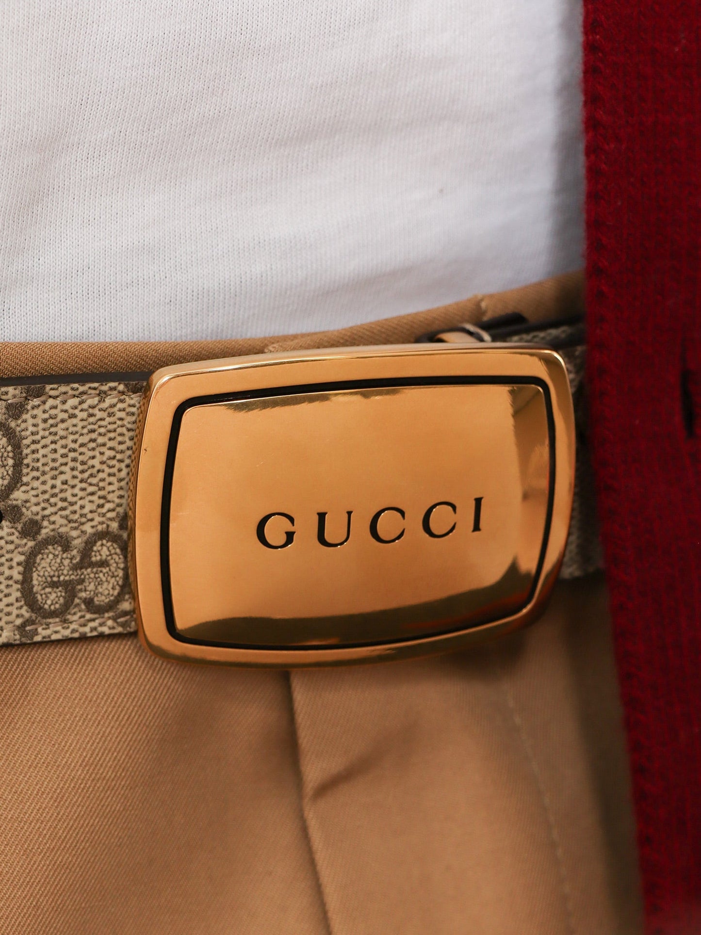 Gucci Men Gg Coated Canvas Belt GUCCI