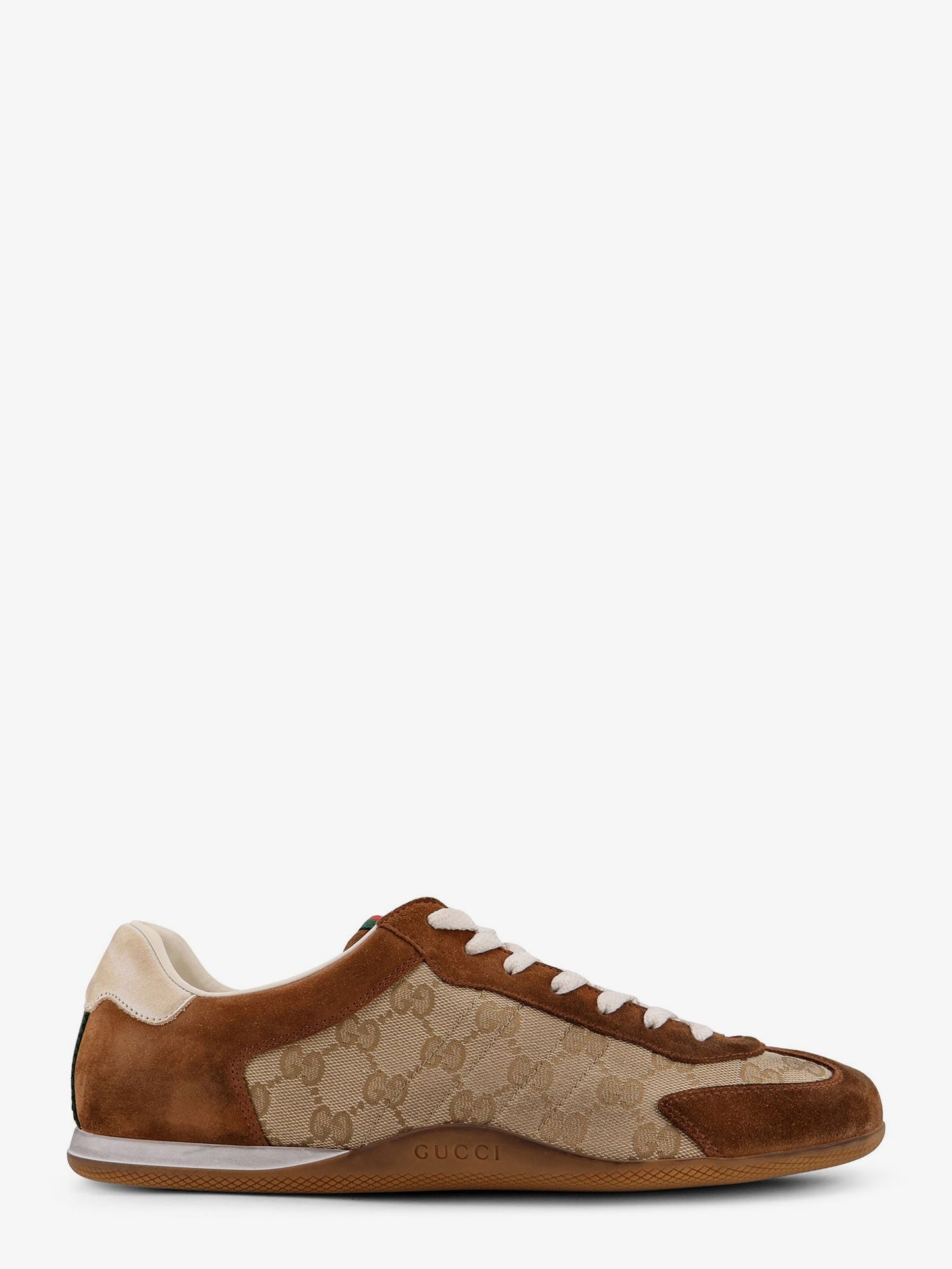 Gucci Men Gucci Shift Suede Sneakers With Gg Supreme Fabric Inserts GUCCI